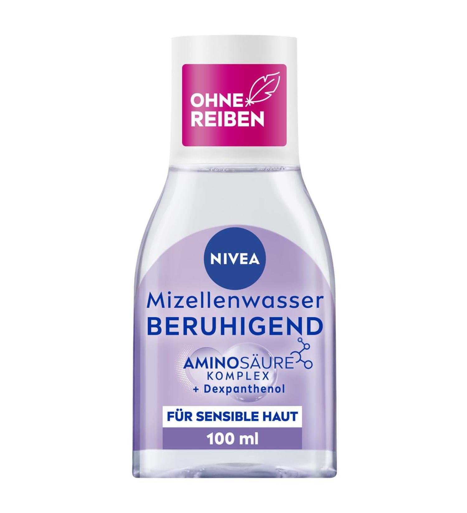Nivea Calming Micelle Water for Sensitive Skin | Perfume-Free Facial Toner with Dexpanthenol & Amino Acids | Moisturizing Cleansing Water | 100ml - Buy Online on GoSupps.com