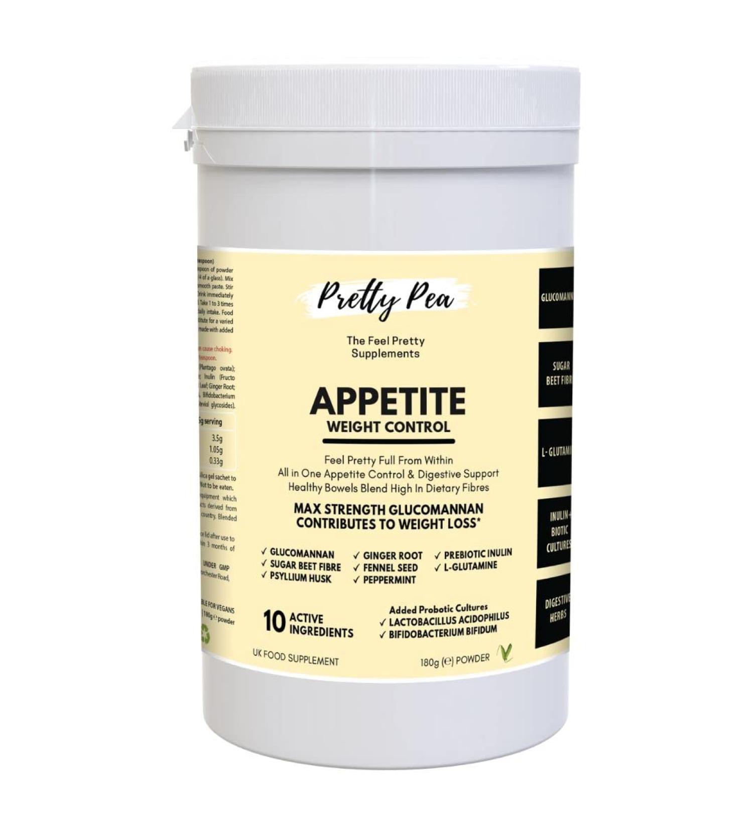 Max Strength Appetite Suppressant for Weight Loss & Gut Health - Glucomannan, Psyllium Husk, L-Glutamine, Prebiotic Inulin & Probiotics - Buy Online on GoSupps.com