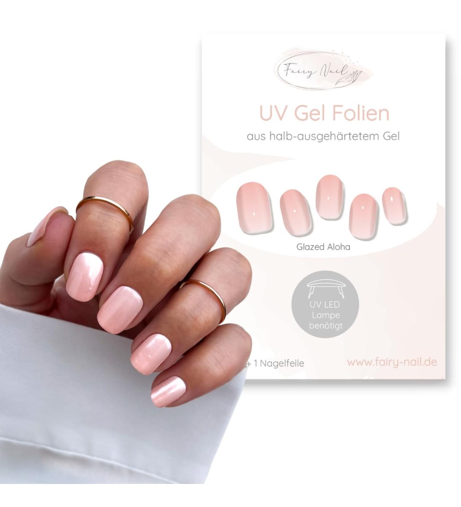 Fairy Nail UV Self-Adhesive Gel Foils - Glazed Aloha 16-Piece Nail Wraps | International Shipping - Buy Online on GoSupps.com