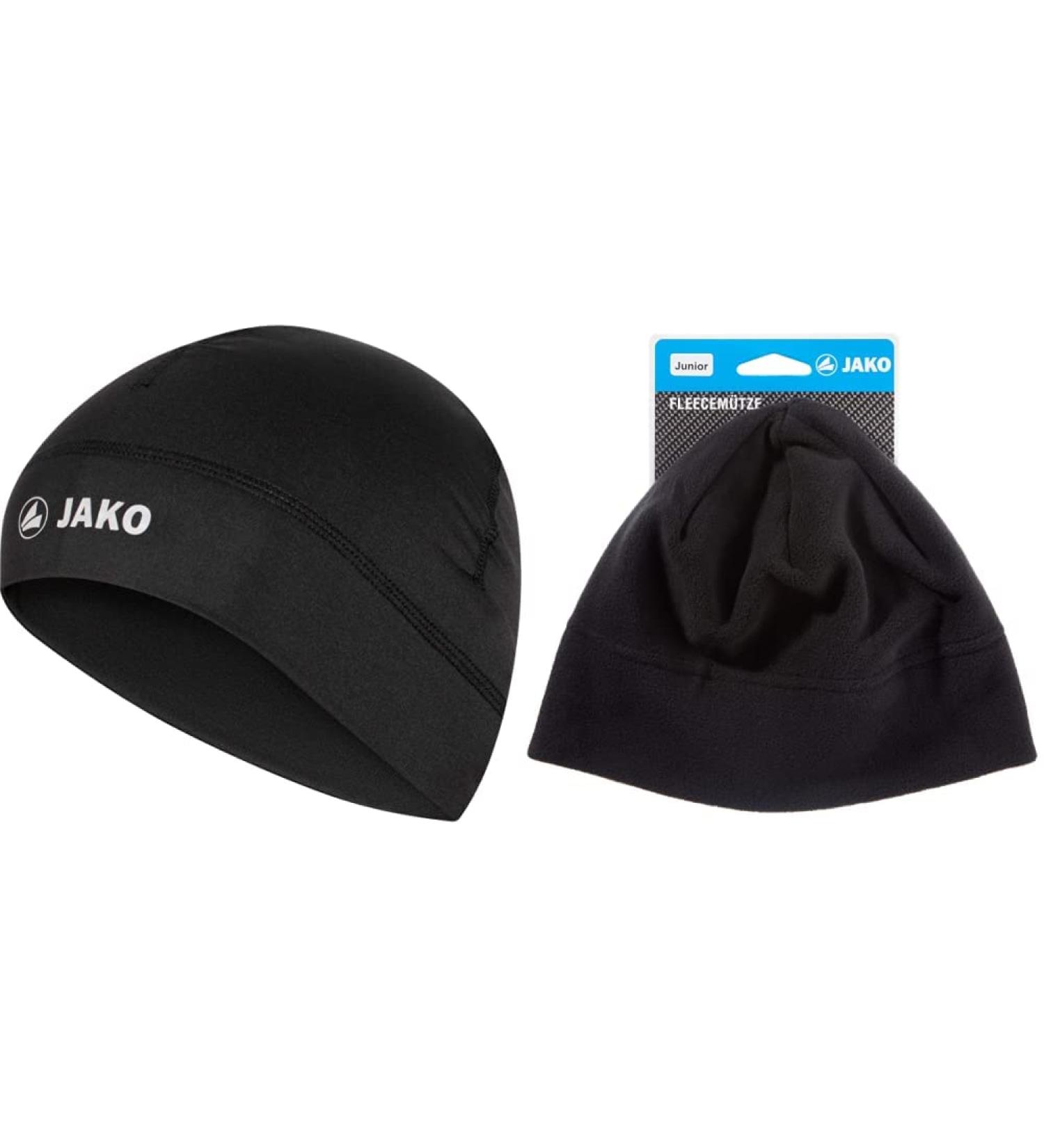 JAKO Unisex Functional Hat Run Black | One Size Bundle with Kids Fleece Hat - International Shipping Available - Buy Online on GoSupps.com