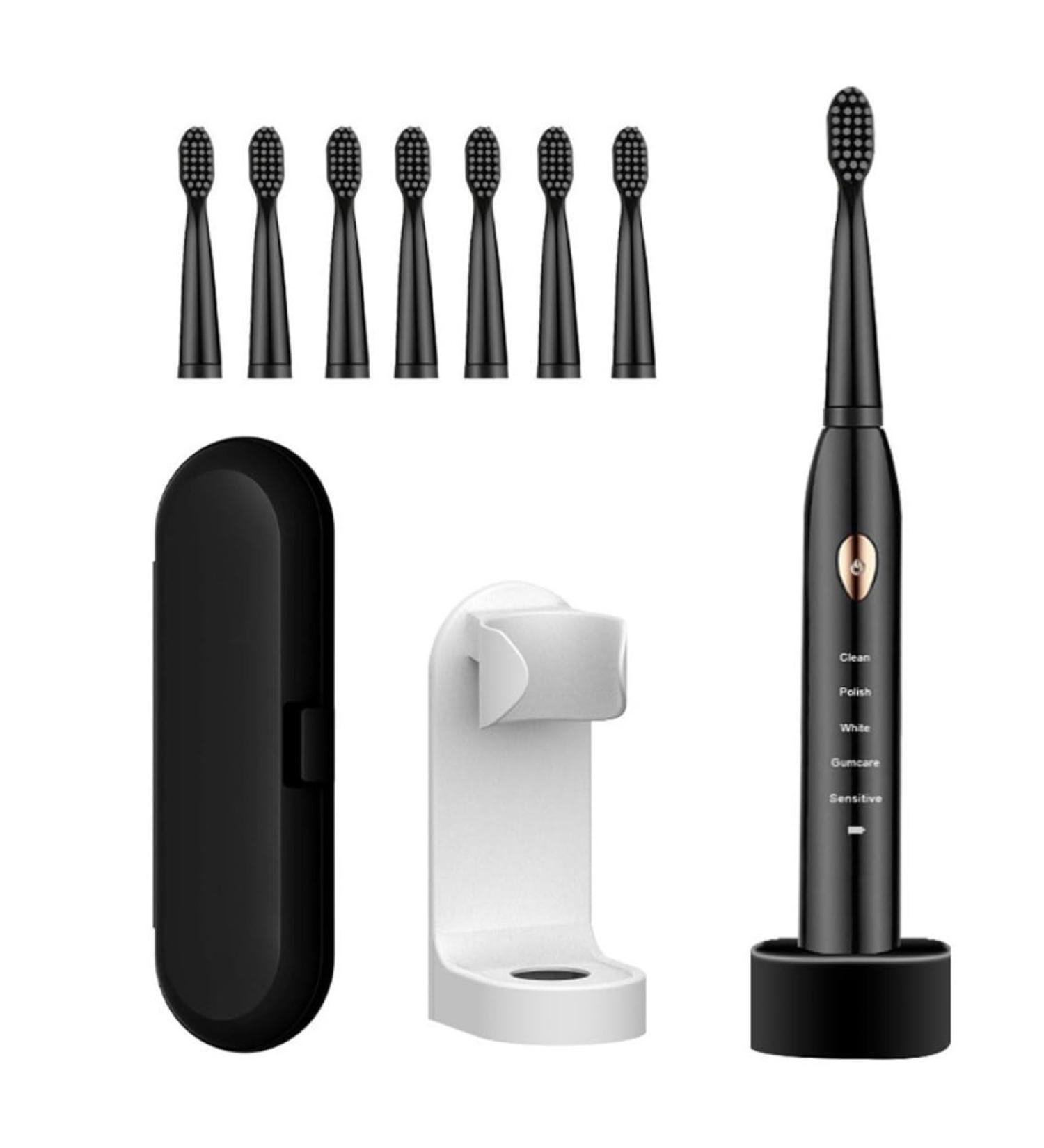 Sonic Electric Toothbrush - USB Rechargeable Adult Timer for Effective Teeth Cleaning - Black Electric Toothbrush - Buy Online on GoSupps.com