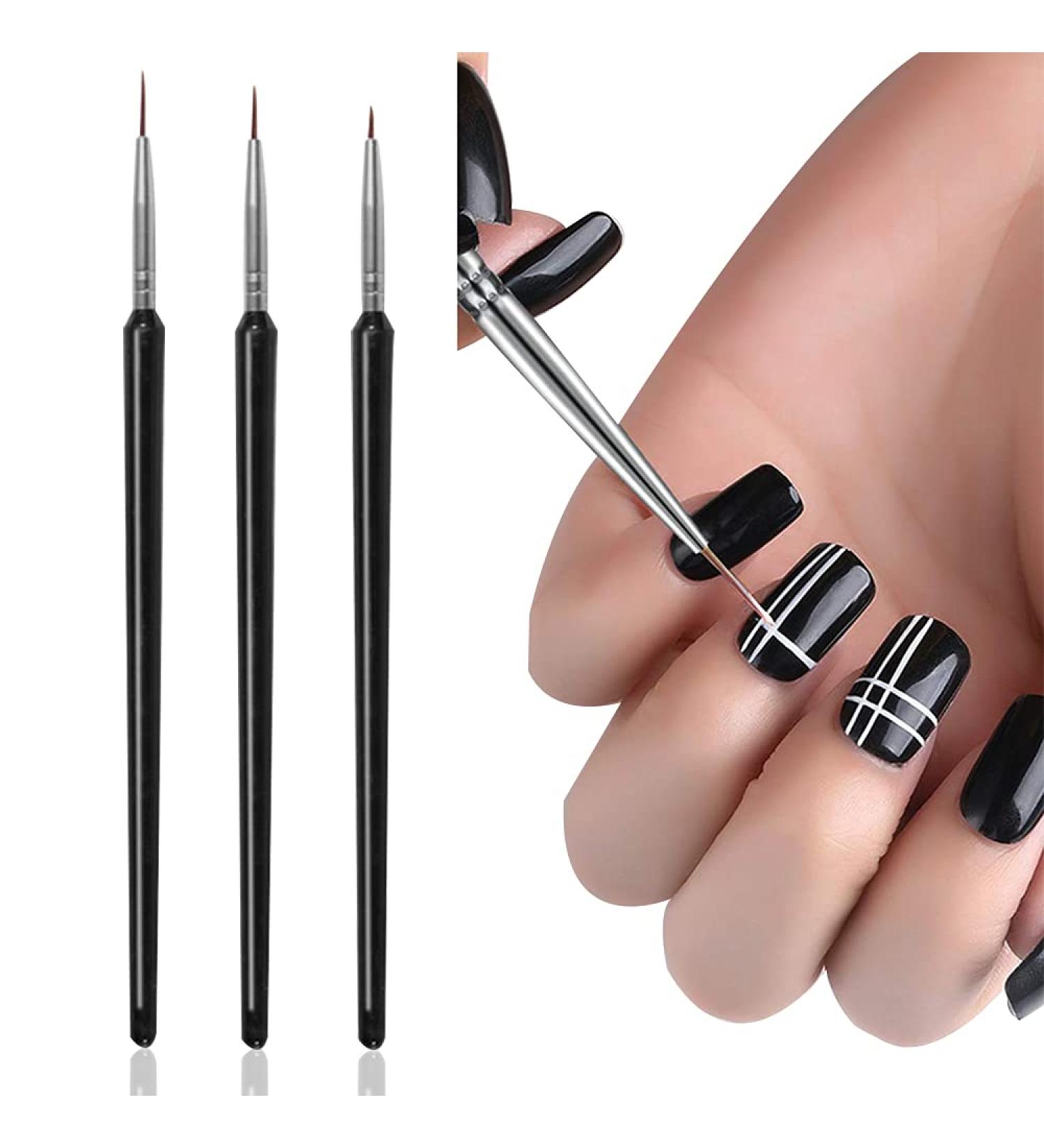 Nail Design Brush Set - Kanoson 3 Pieces Professional Fine Nail Art Brushes for Precise Nail Polish Design & Accessories - Buy Online on GoSupps.com