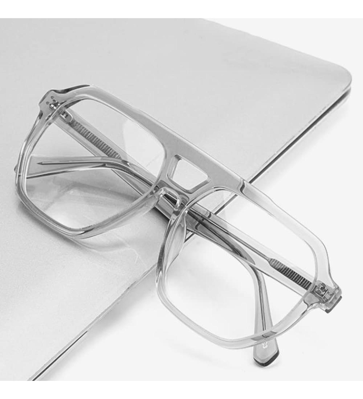 Stylish Xuan Men & Women Reading Glasses | Prescription Large Frame Fashion Eyewear for Presbyopia - Gray +1.5 - Buy Online on GoSupps.com