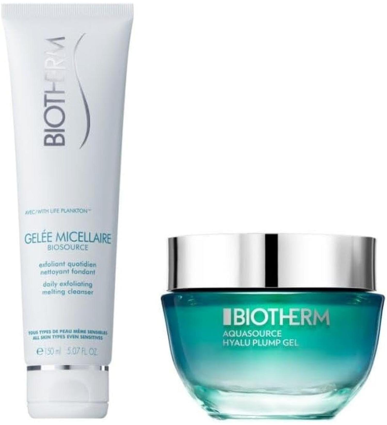 Biotherm Duo Set With Hyaluronic Acid Including Gel e Micellaire Daily Exfoliating Melting Cleanser and Aquasource Hyalu Plump Gel Moisturizing for All Skin Types Bundle - Buy Online on GoSupps.com