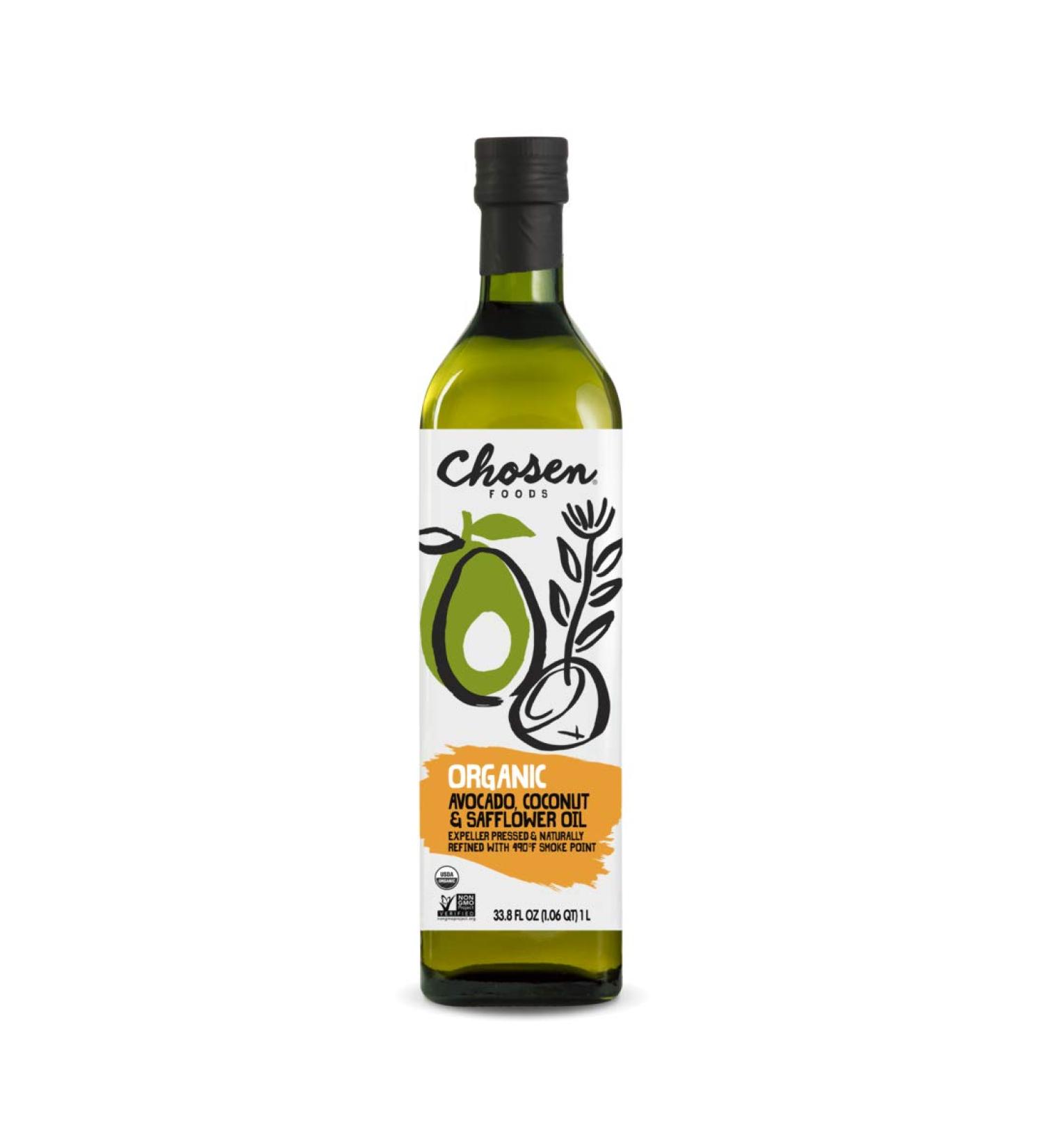 Chosen Foods Organic Avocado Coconut & Safflower Oil - 33.8 fl oz - Ideal for Baking, High-Heat Cooking, and Homemade Sauces - Kosher Certified - Buy Online on GoSupps.com
