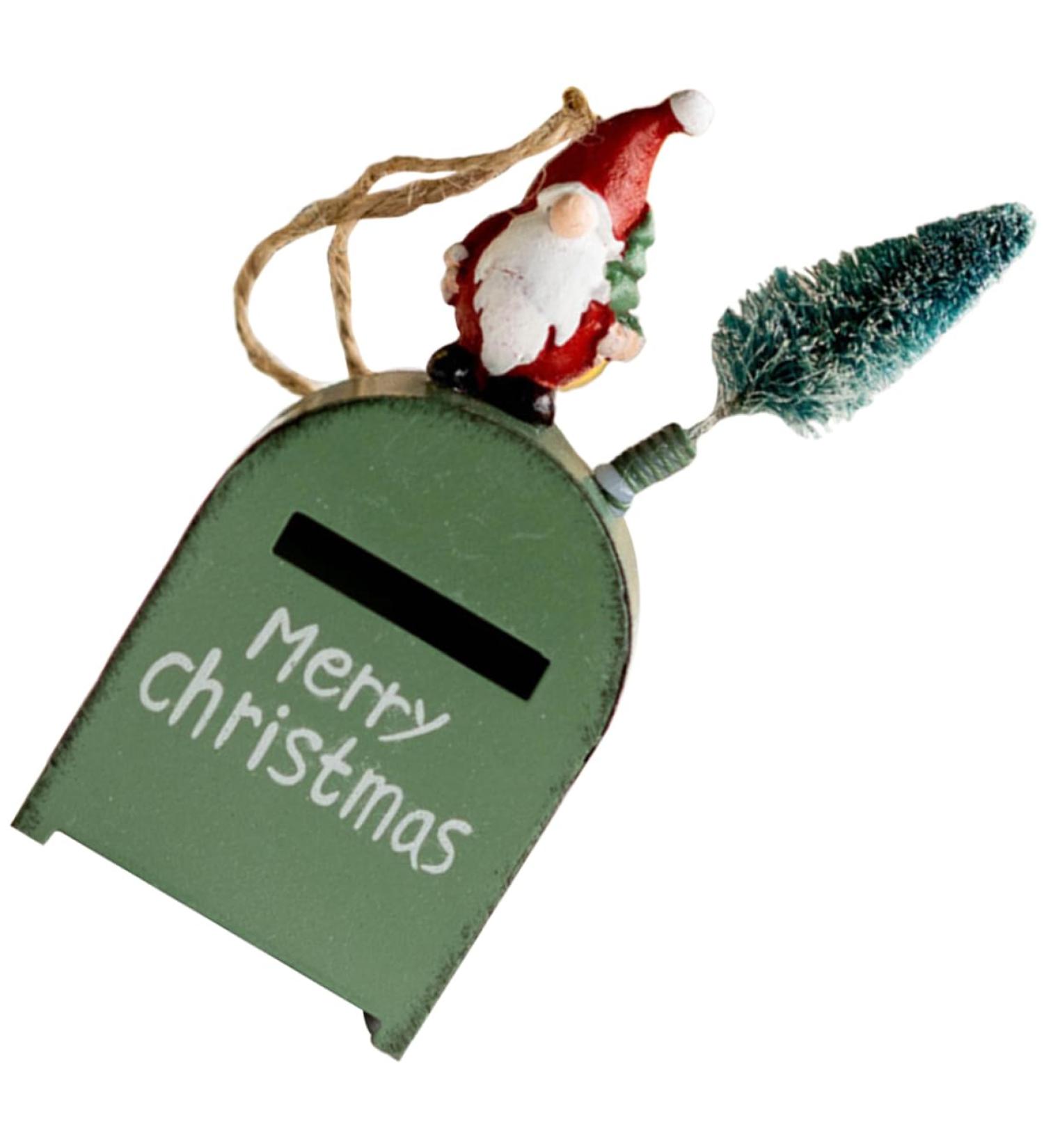 Abaodam Box Christmas Mailbox Rustic Decor Metal Trim Christmas Pendants Party Props The Tree Wooden Pendant - Buy Online on GoSupps.com