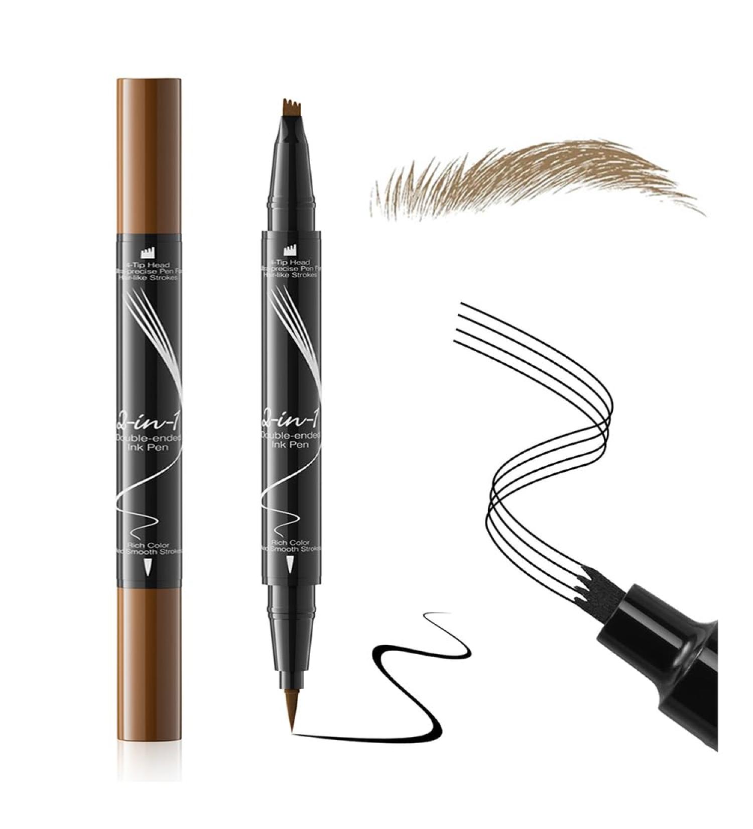  Linble 2 in 1 Natural Look Eyebrow Pen with Fork and Sharp Variations Hair-like Strokes Eyebrow Pen from "Linble " (#1 Light Brown) - Buy Online on GoSupps.com