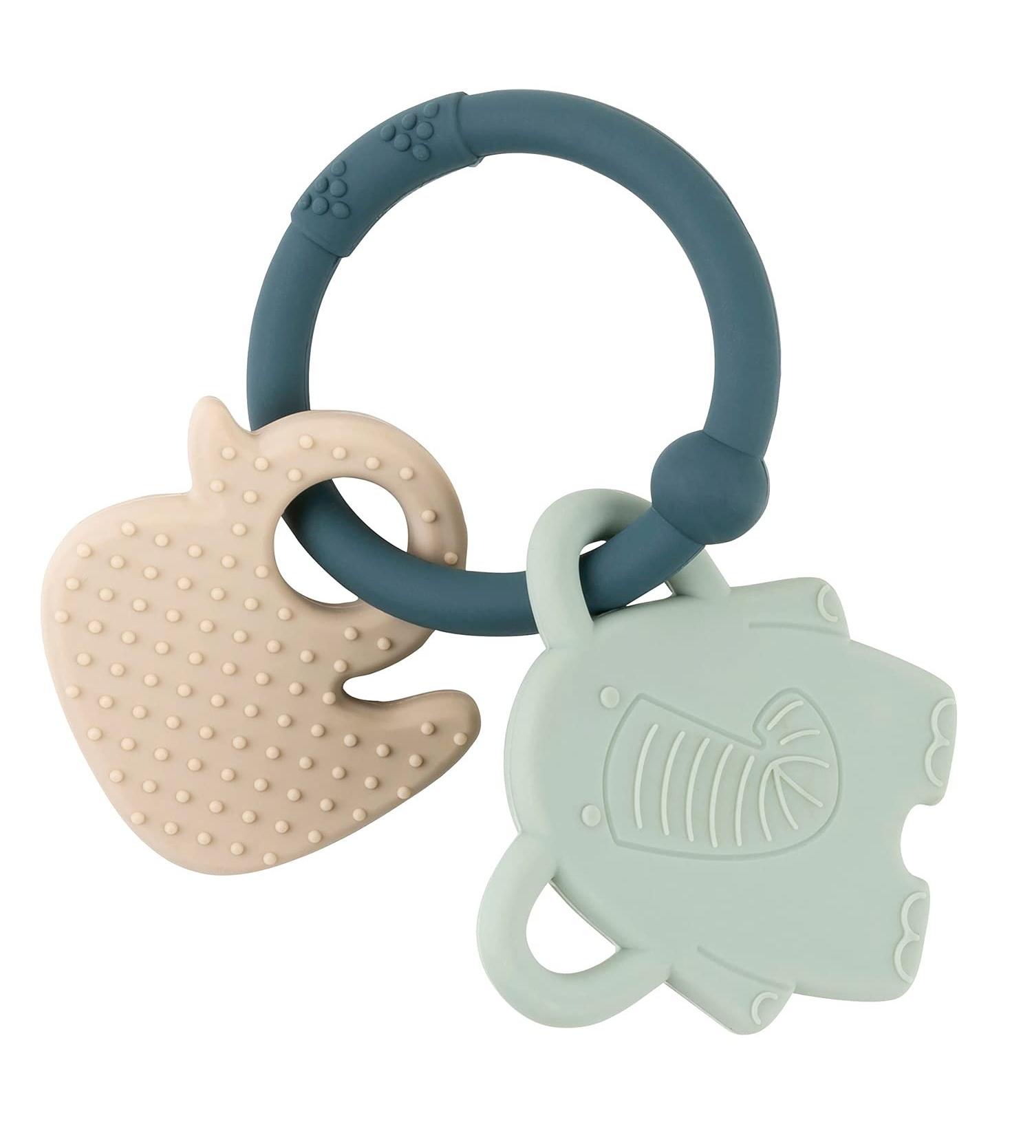 Nattou Silicone Teething Ring Duck Green Ring Elephant and Duck Green