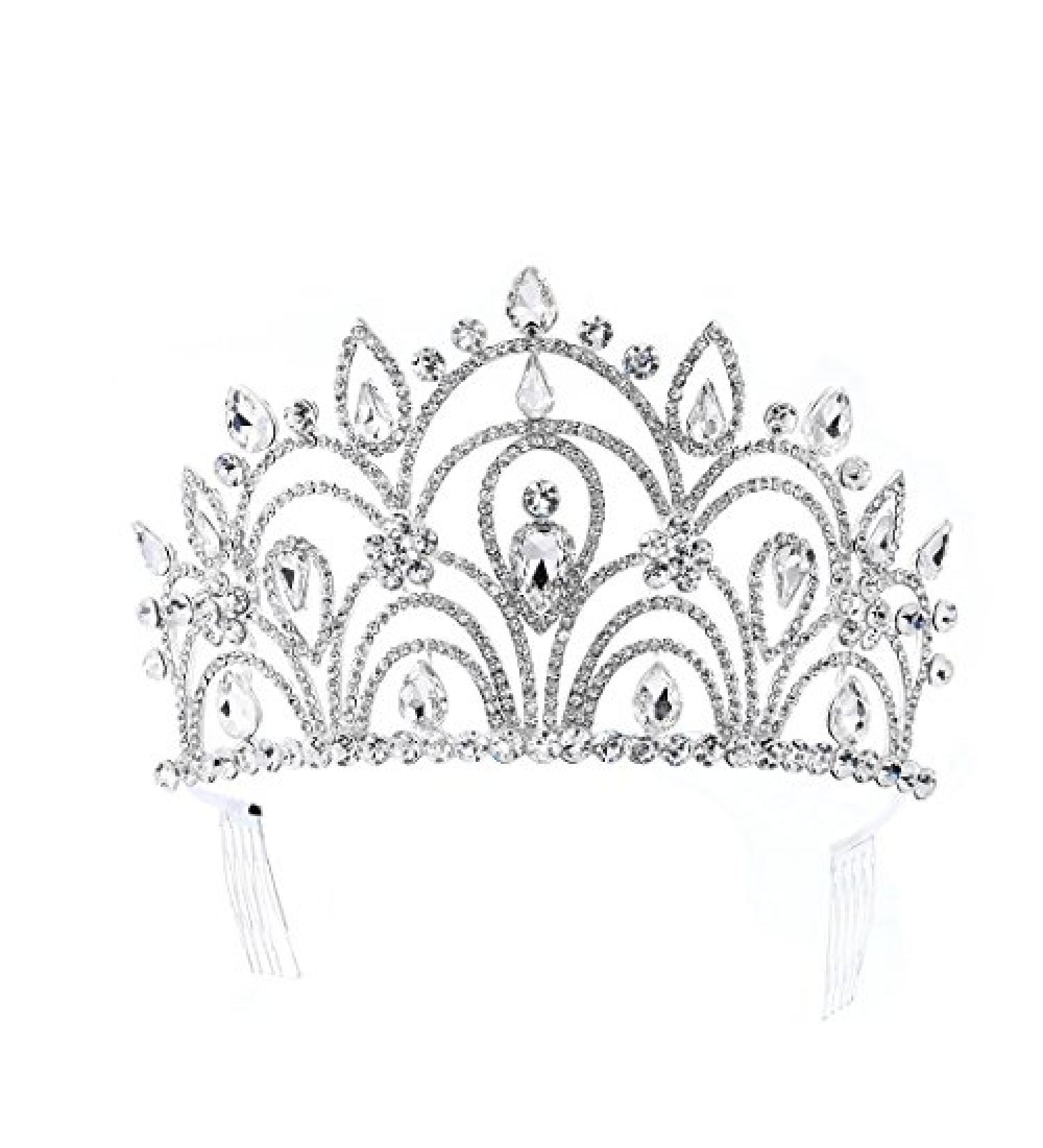 Eseres Tall Pageant Tiaras - Elegant Rhinestone Crown for Women with Combs - Buy Online on GoSupps.com
