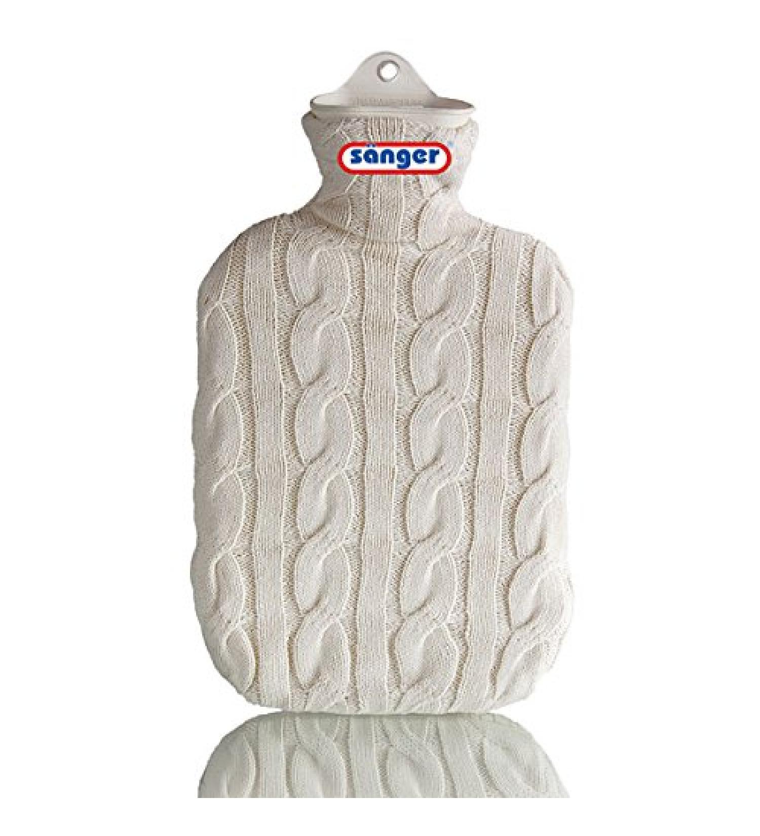 S nger hot water bottle with knitted cover 2 L with natural rubber