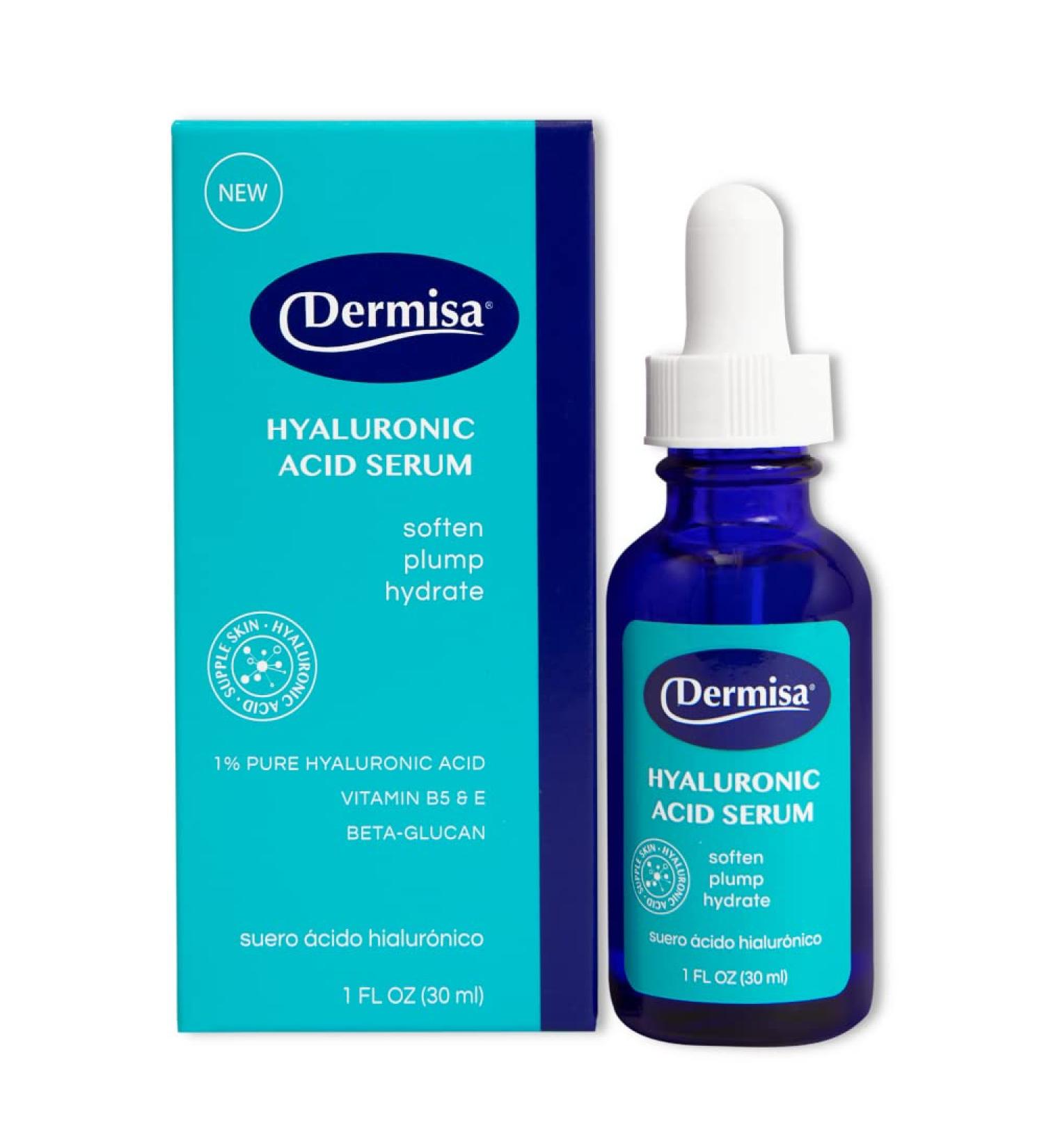 Dermisa Hyaluronic Acid Face Serum | 1% Pure Hyaluronic Acid Vitamin B5 & Beta-Glucan | Intense Moisturizer for All Skin Types | Paraben & Fragrance-Free - Buy Online on GoSupps.com