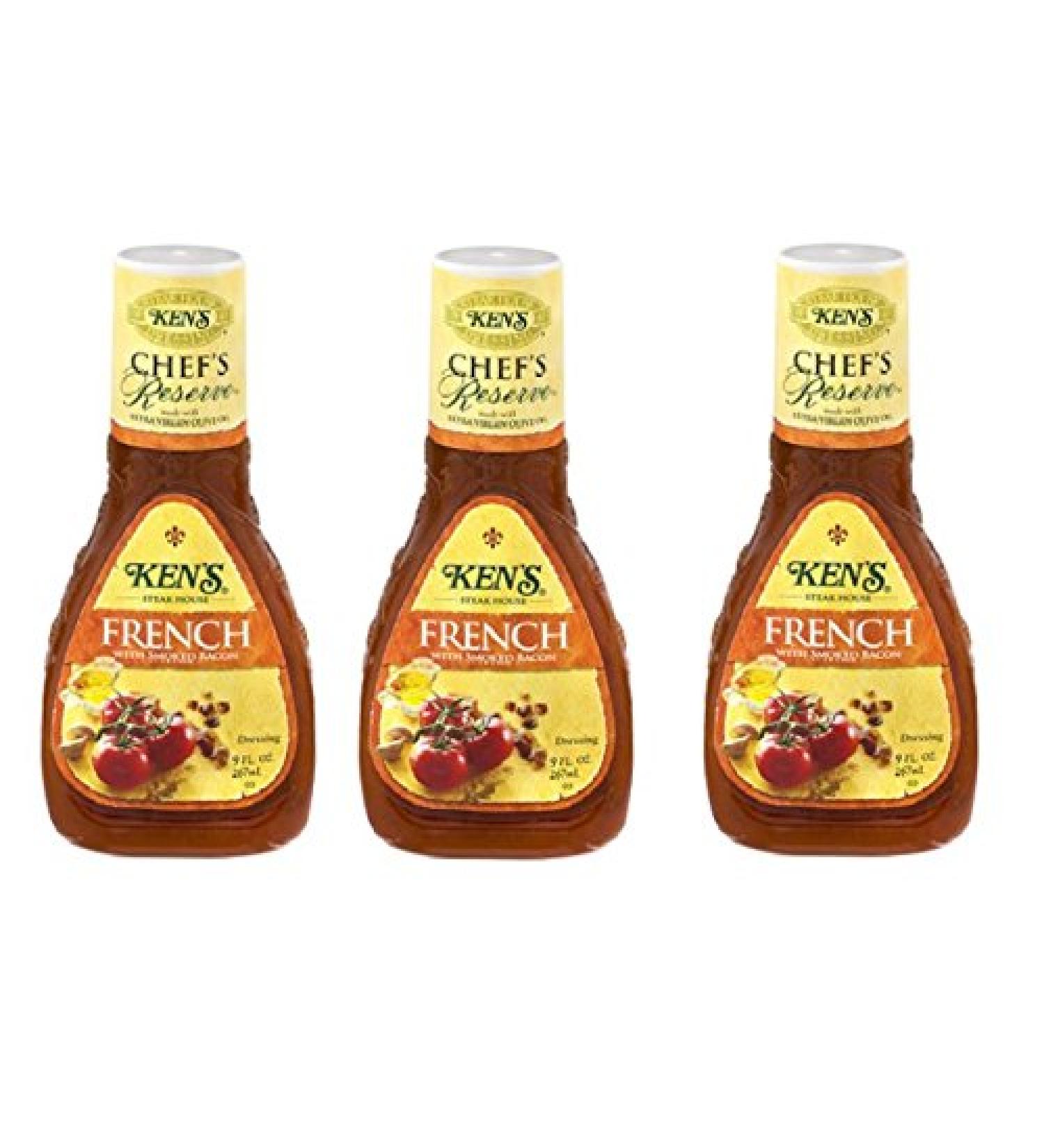 Ken's Chef's Reserve French Dressing with Smoked Bacon (Pack of 3) 9 oz Bottles