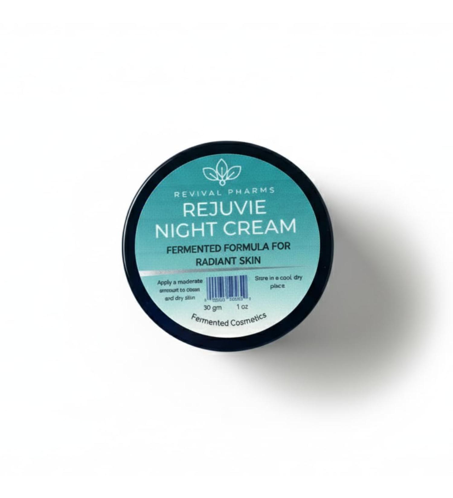 Revival Pharms Rejuvie Night Cream Fermented Formula for Radiant Skin with Royal Jelly and Collagen Natural Probiotic-Rich Moisturizer 30g/1oz - Buy Online on GoSupps.com