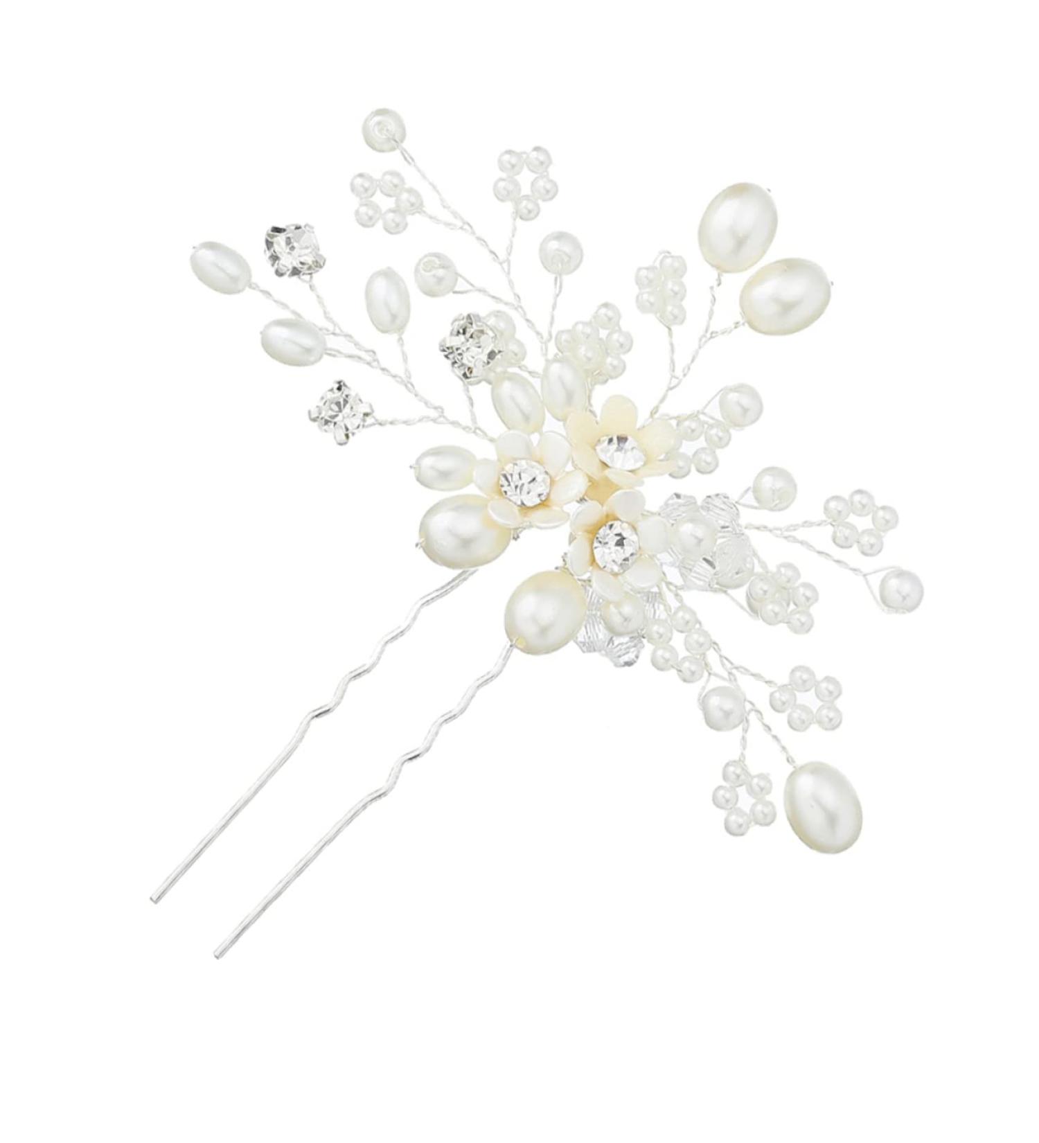 Ipetboom 1pc Hairpin Bridal Hair Bridesmaid Hair Clip Women Headdress Hair Barrettes for Women Wedding Hair Comb Pearl Kids Hair Accessories Bride Hair Decor Alloy Child Hair up Rhinestones - Buy Online on GoSupps.com