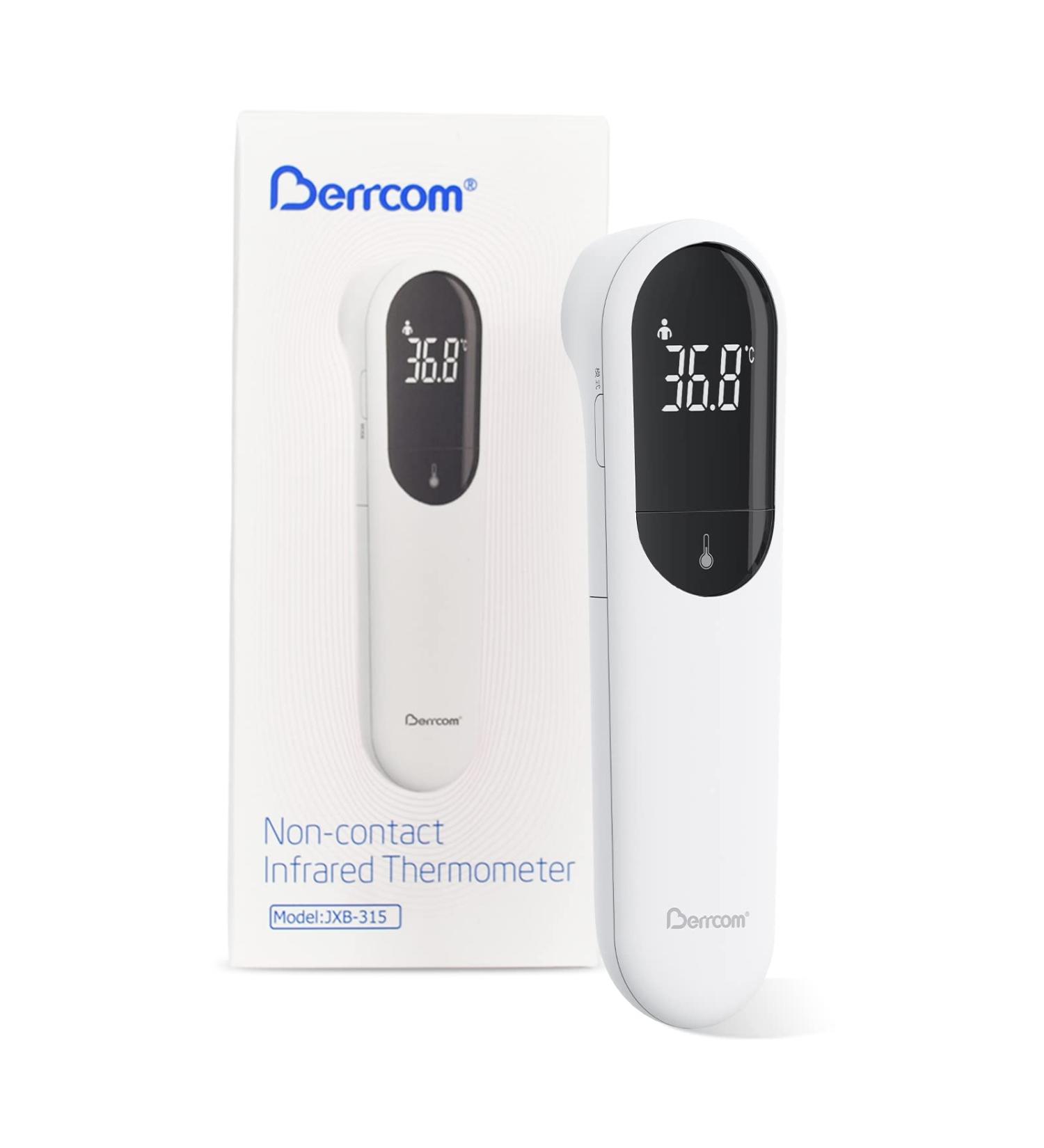 Berrcom Dual Probe Infrared Forehead Thermometer for Adults and Children - No-Touch Digital Baby Thermometer with Vibration Alarm and LED Display - Buy Online on GoSupps.com