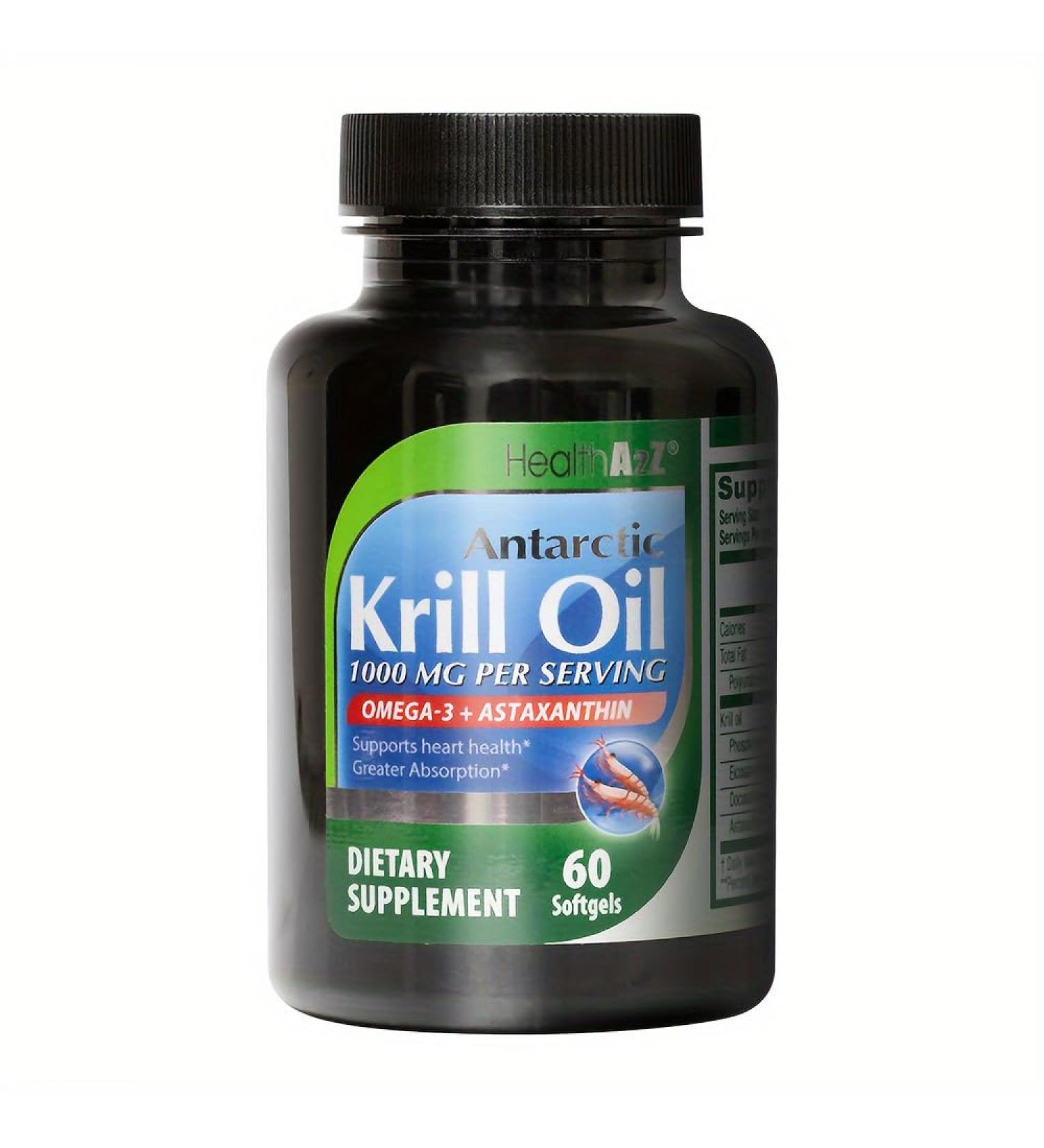 NutraA2Z Antarctic Krill Oil 1000mg per Serving 60 softgels