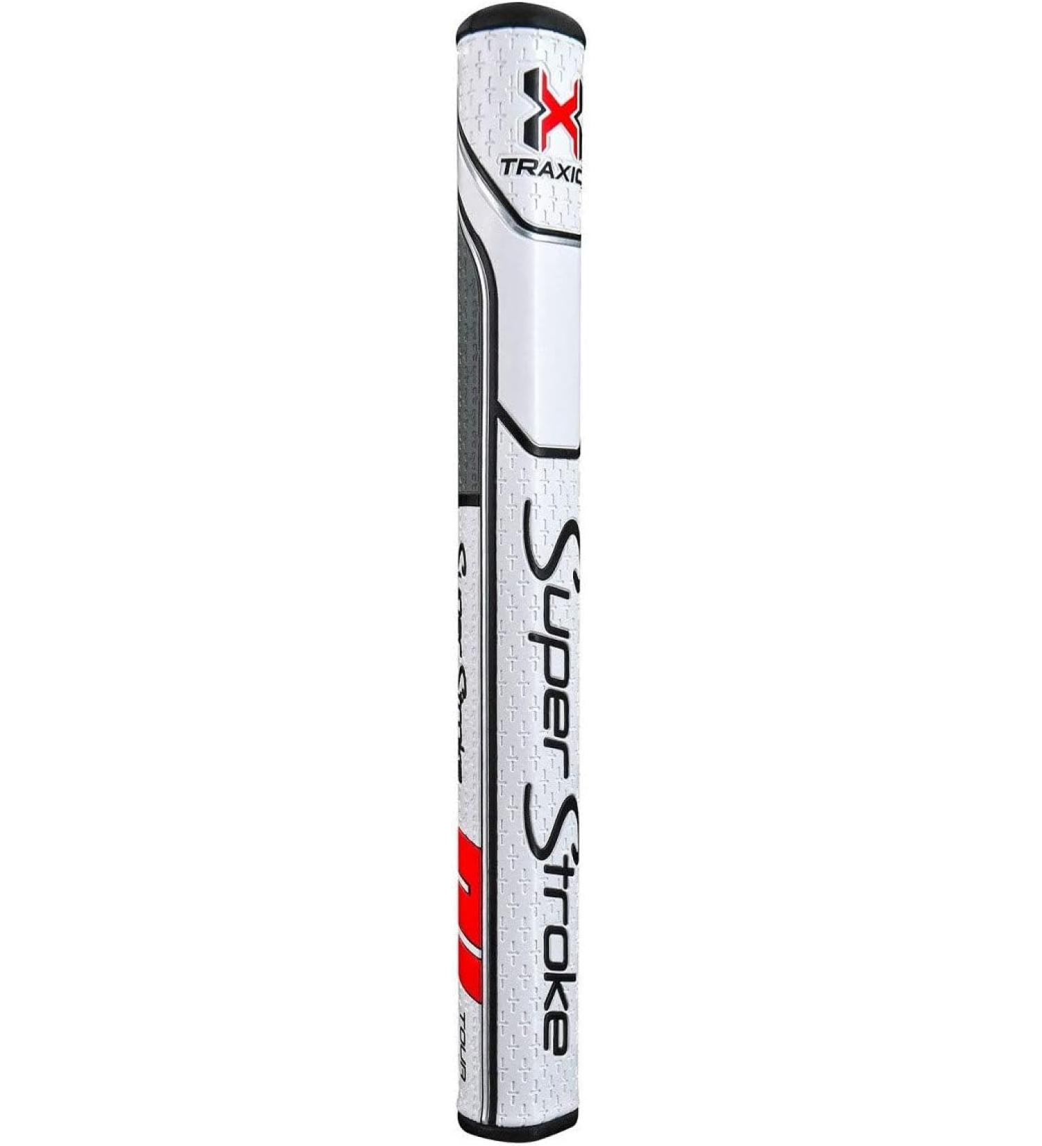 Super Stroke Traxion Tour Golf Putter Grip Minimize Grip Pressure with a Unique Parallel Design - White & Grey &Red