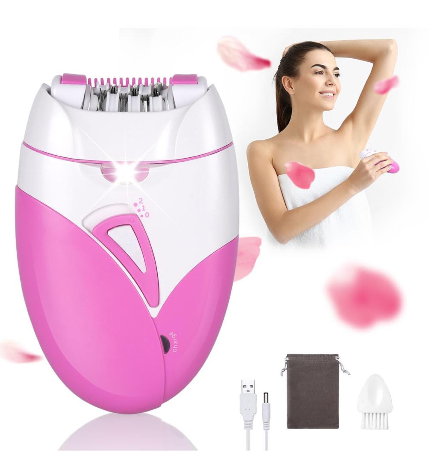 Uraqt Epilator for Women - Gentle Hair Removal with Massage Rolls Long-Lasting Razor & Accessories (Pink) | Perfect Gift! - Buy Online on GoSupps.com