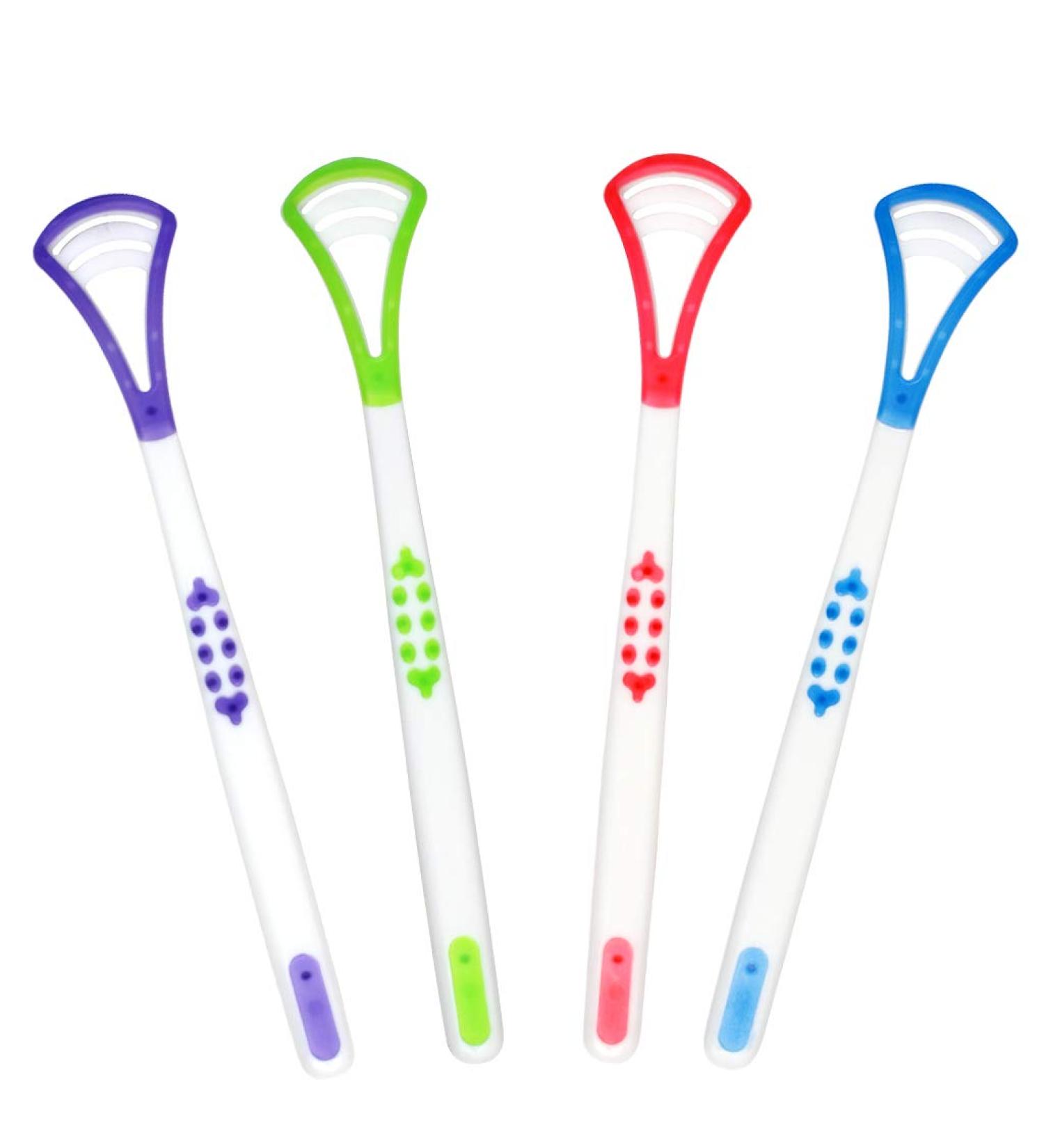 Tongue Scraper Cleaner 4 Pcs Silicone Tongue Cleaner Tool for Adults Fresh Breath Keep Oral Health 4 Colors - Buy Online on GoSupps.com