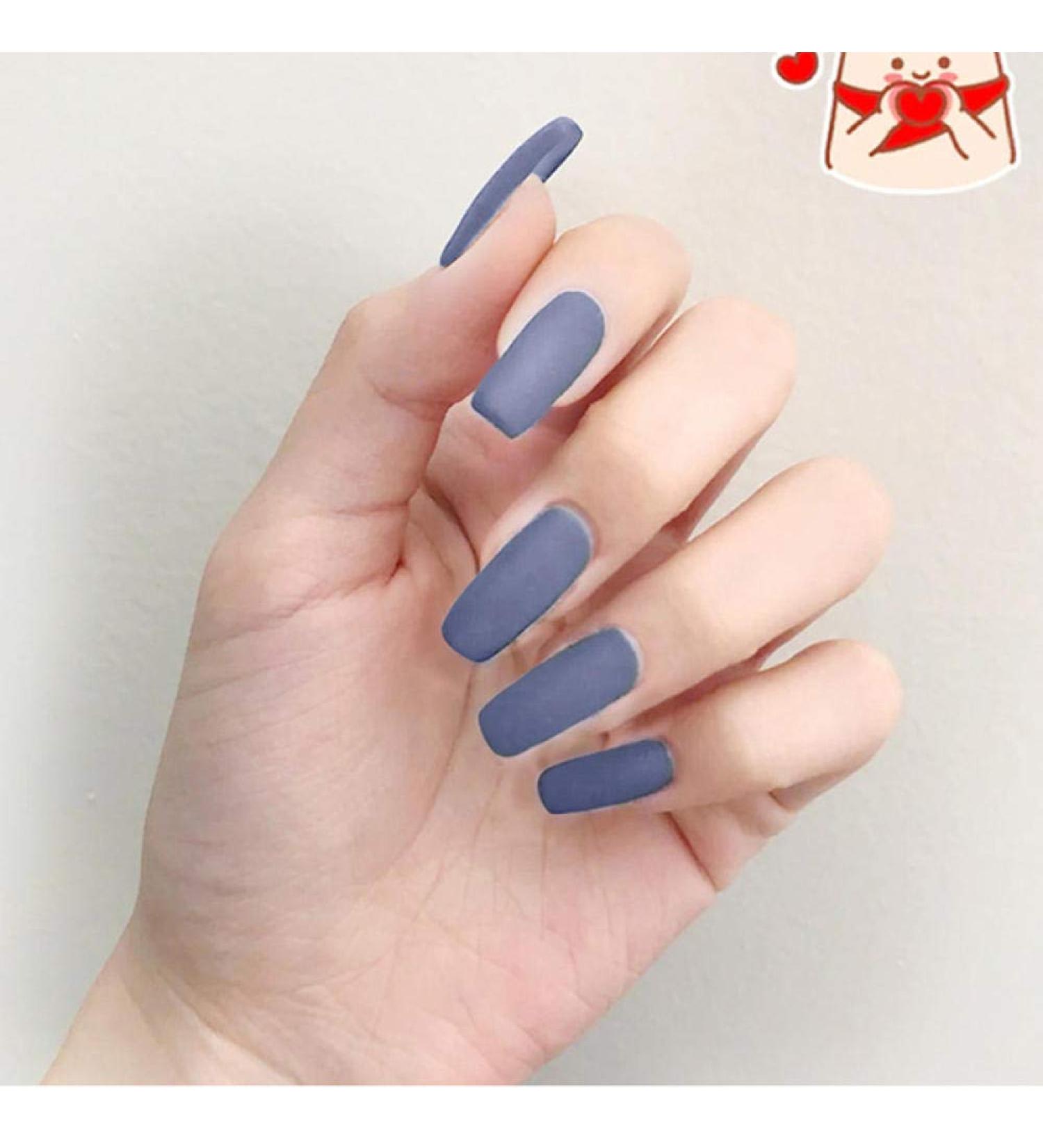 Buy HUJL 24-Piece Medium-Length Matte Artificial Nails - European Square Head Mixed Colors | Perfect Nail Tips for DIY Nail Art - Buy Online on GoSupps.com