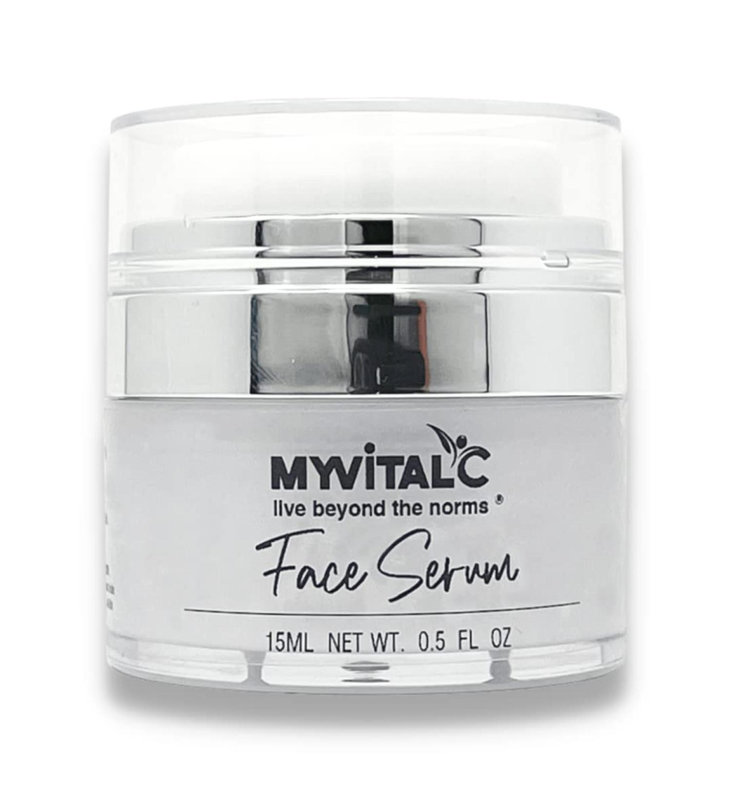 MyVitalC Facial Serum for Skin - Made with Fruit Extracts - Aloe Leaf Juice for Sunburns - Organic Serum For All Skin Types - Glycerin to Retain Skin Moisture - 15 ML - 0.5 FL OZ - Buy Online on GoSupps.com