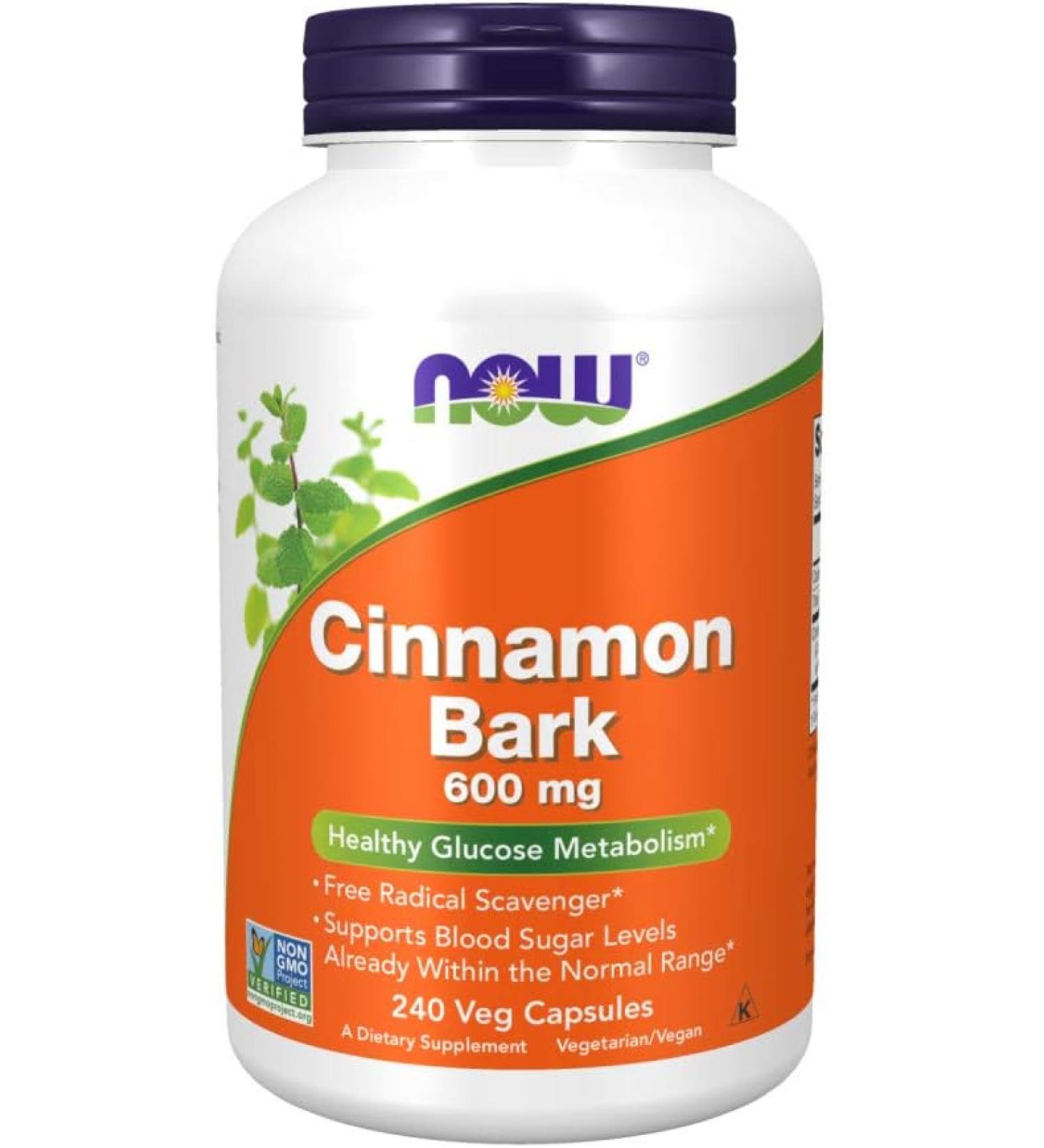 Now Foods Cinnamon Bark 600 mg - 240 Vegan Capsules | Natural Antioxidant & Wellness Support - Buy Online on GoSupps.com