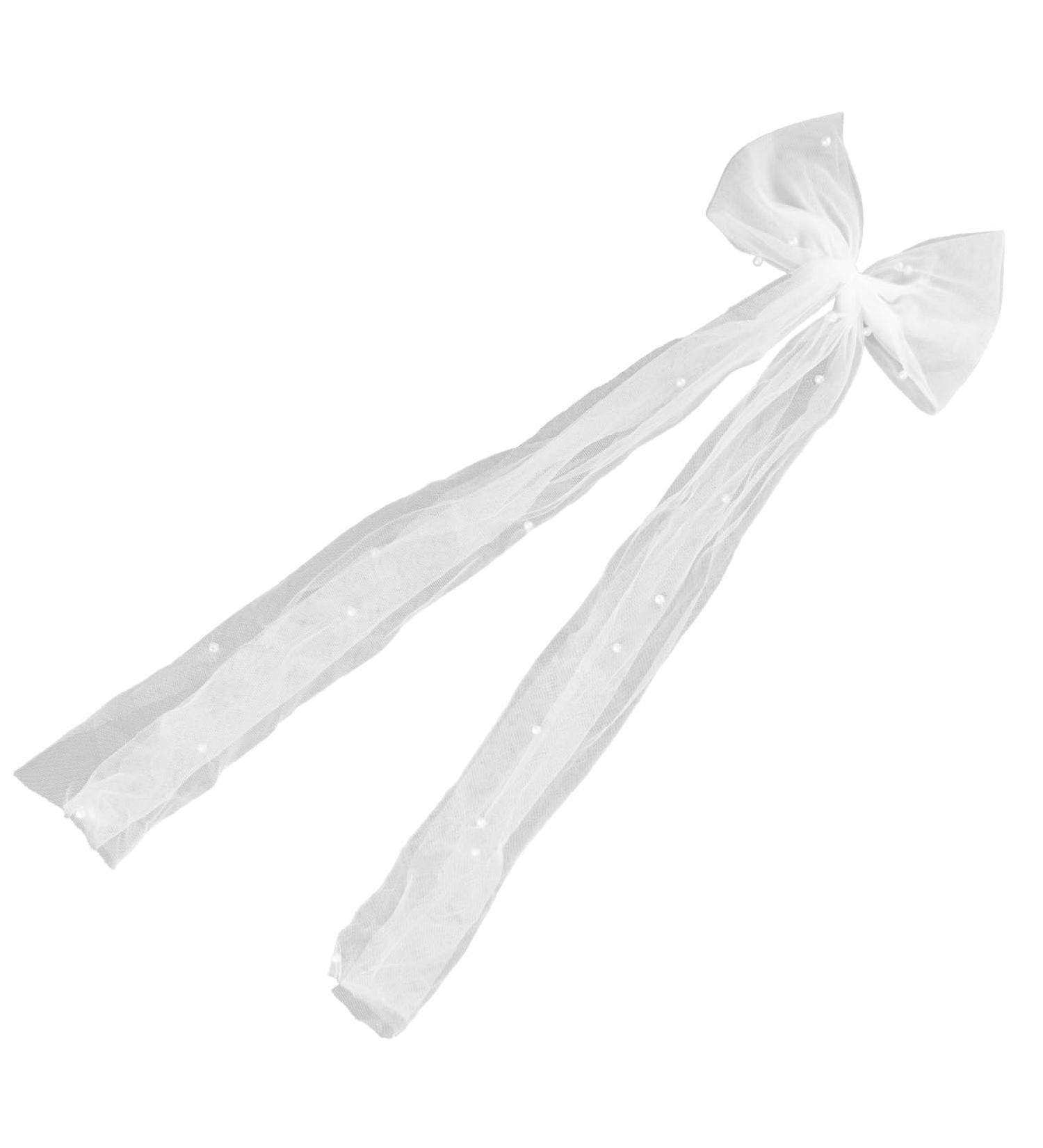 GroveEss Bridal Bow Veil Hair Clip Large White Bowknot Lace Hair Barrettes with Pearl Vintage Veil Hair Accessories Gifts forGirls Women Bachelorette Party Favors Wedding Decor Photo Props - Buy Online on GoSupps.com