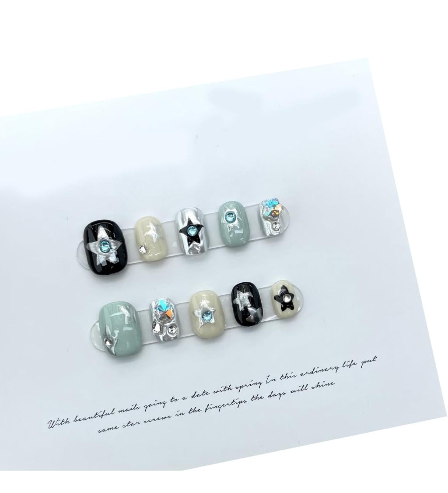 Ruarby Gothic Short Press on Nails Handcrafted Round Accessories False Stick on Nails for Women and Girls - Buy Online on GoSupps.com