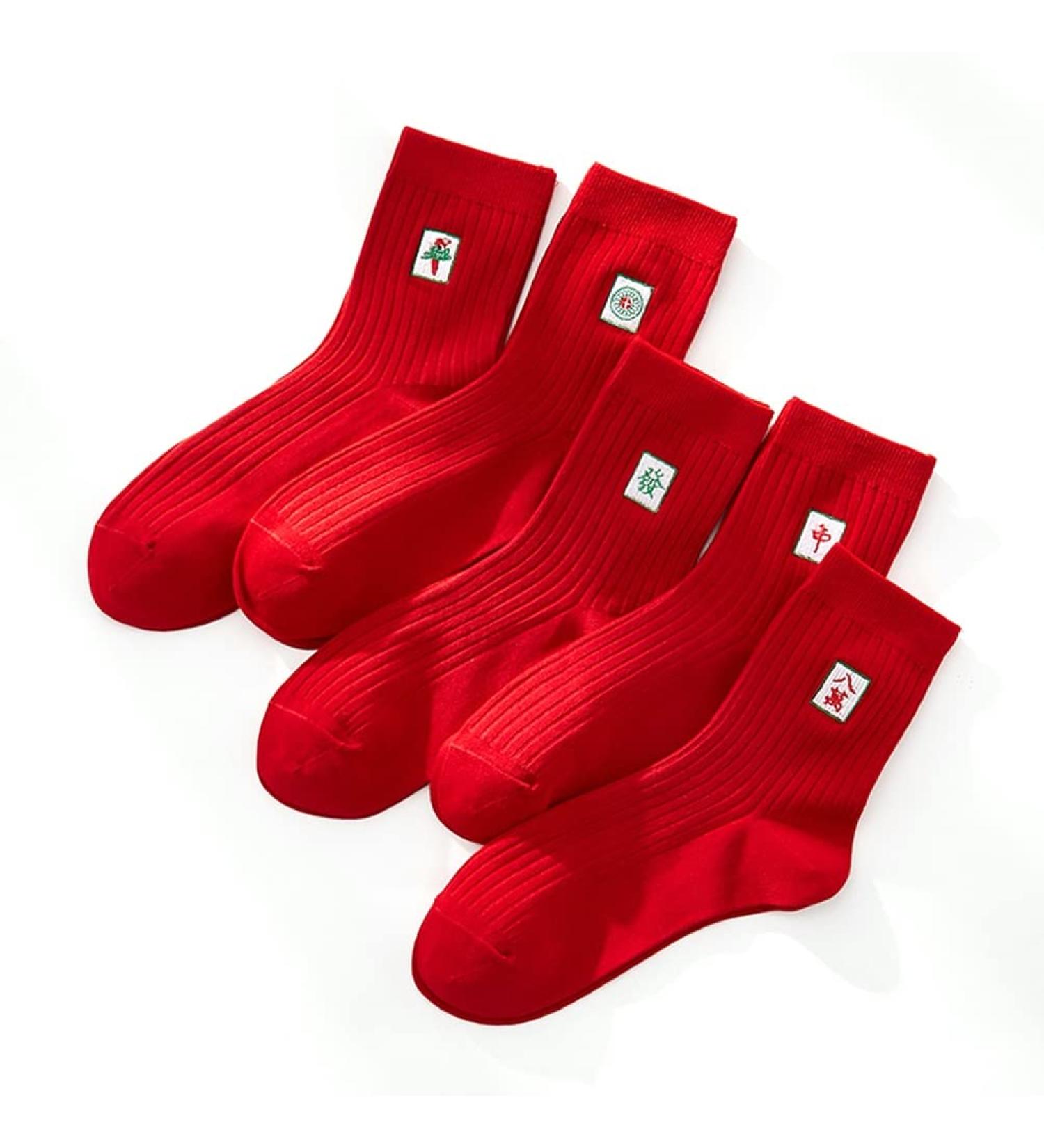 Chinese New Year 2022 Embroidered Red Cotton Sports Socks Gift Set - 5 PCS | Size 34-39 - Buy Online on GoSupps.com