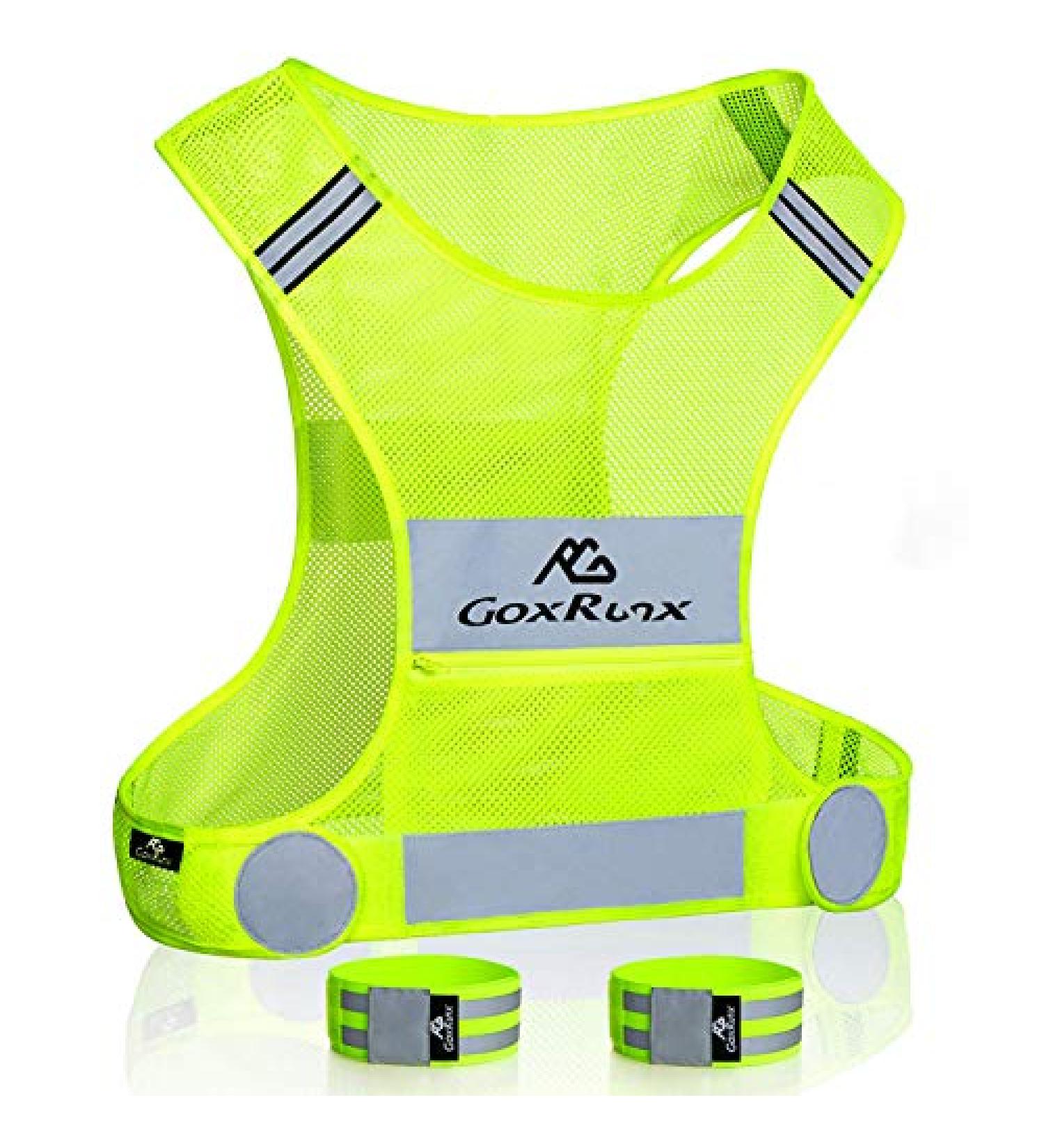 GoxRunx Reflective Vest Running Gear | Lightweight Safety Vests with Arm Bands | Small Green - Buy Online on GoSupps.com
