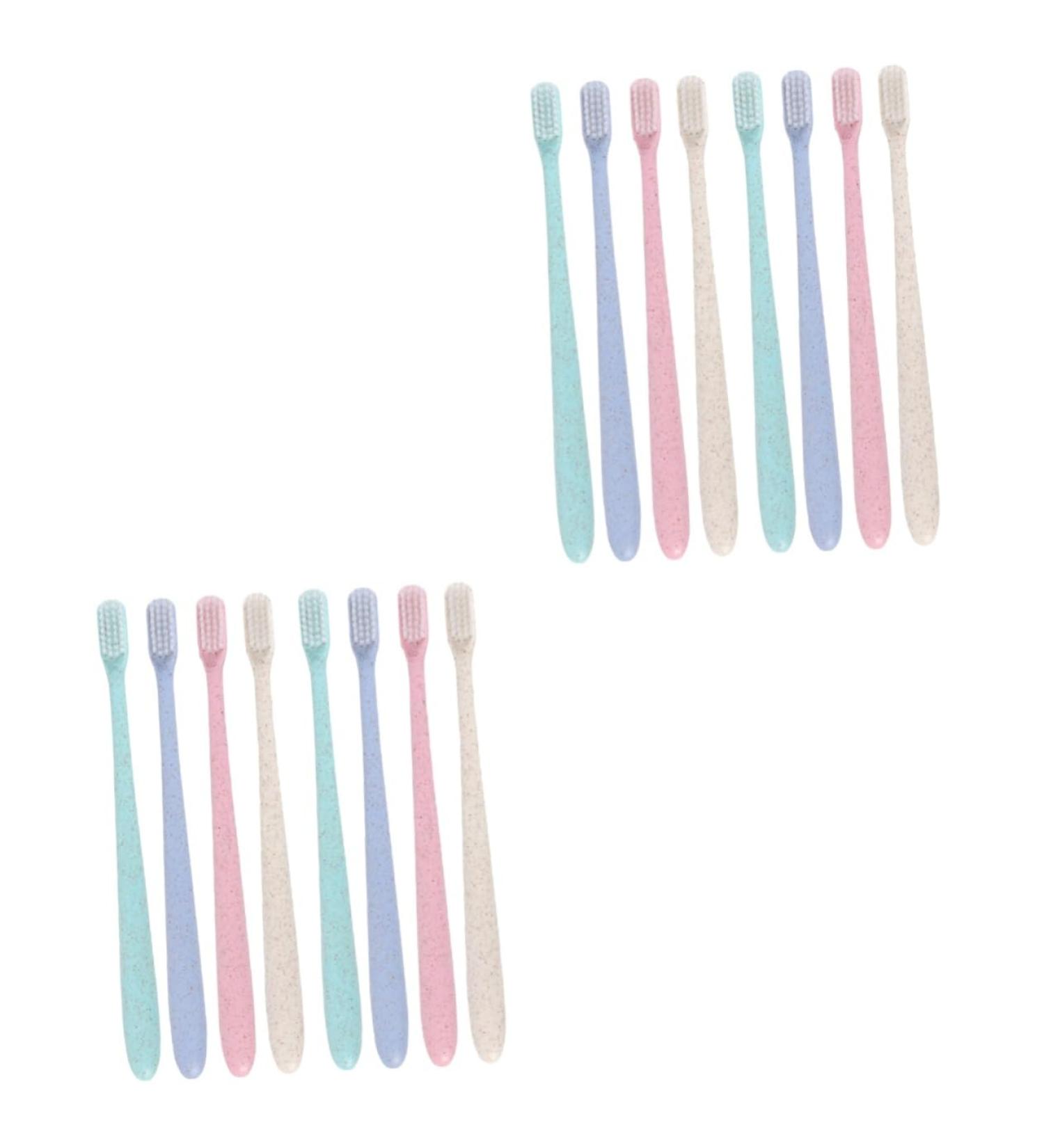 Frcolor Vegan Organic Manual Toothbrush Set - 4 Boxes of 8 with Caps | Travel & Camping Friendly Hanging Design - Buy Online on GoSupps.com