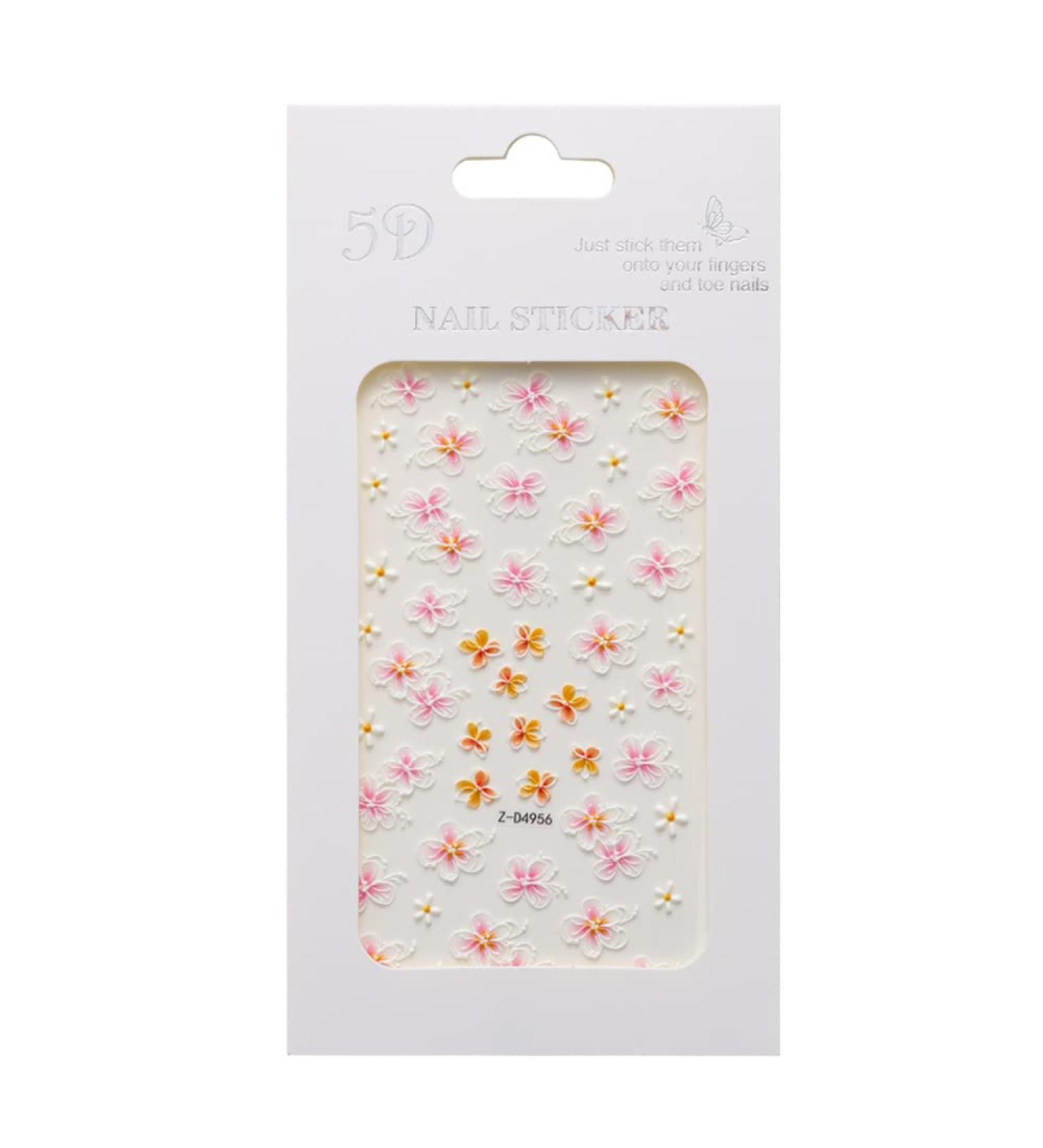 Nail Art Charms Manicure Summer 5D Colorful Flowers Nail Sticker Embossed(FDW-05) - Buy Online on GoSupps.com