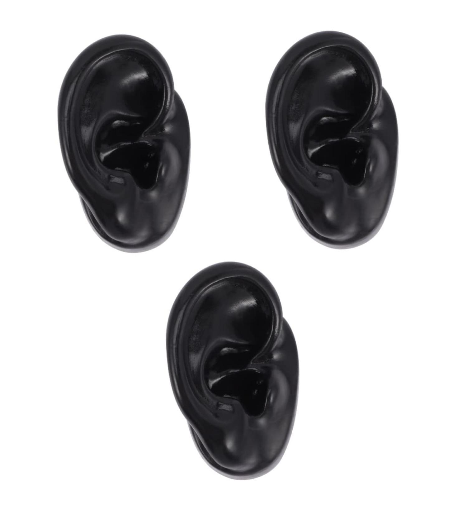 ULTECHNOVO 3pcs Artificial Ear Mold Mannequin Silicone Molds Piercing Kit - 3D Black | External Ear Model for Display and Practice - Buy Online on GoSupps.com