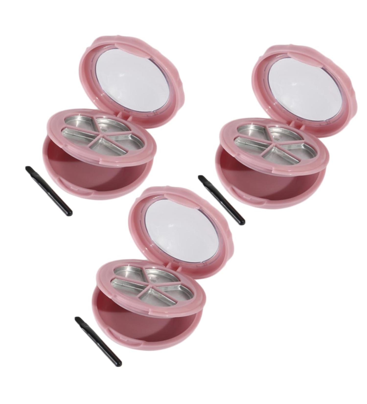 Housoutil 3pcs Lip Balm Containers Empty Pans Cosmetics Sample Containers Empty Eyeshadow Compact Eye Shadow 7*7cm Pink - Buy Online on GoSupps.com