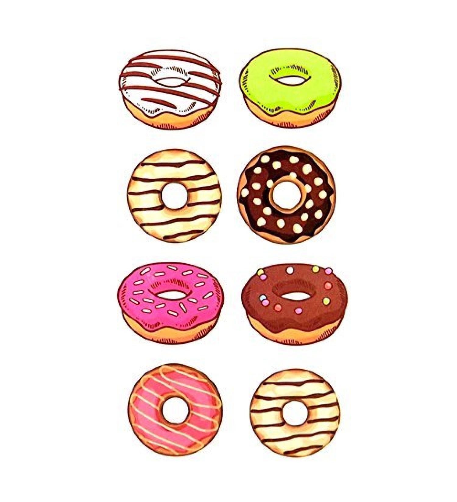 Oottati 2 Sheets Small Cute Children Women Temporary Tattoo Stickers Colorful Donuts Cake for Men Women Teens
