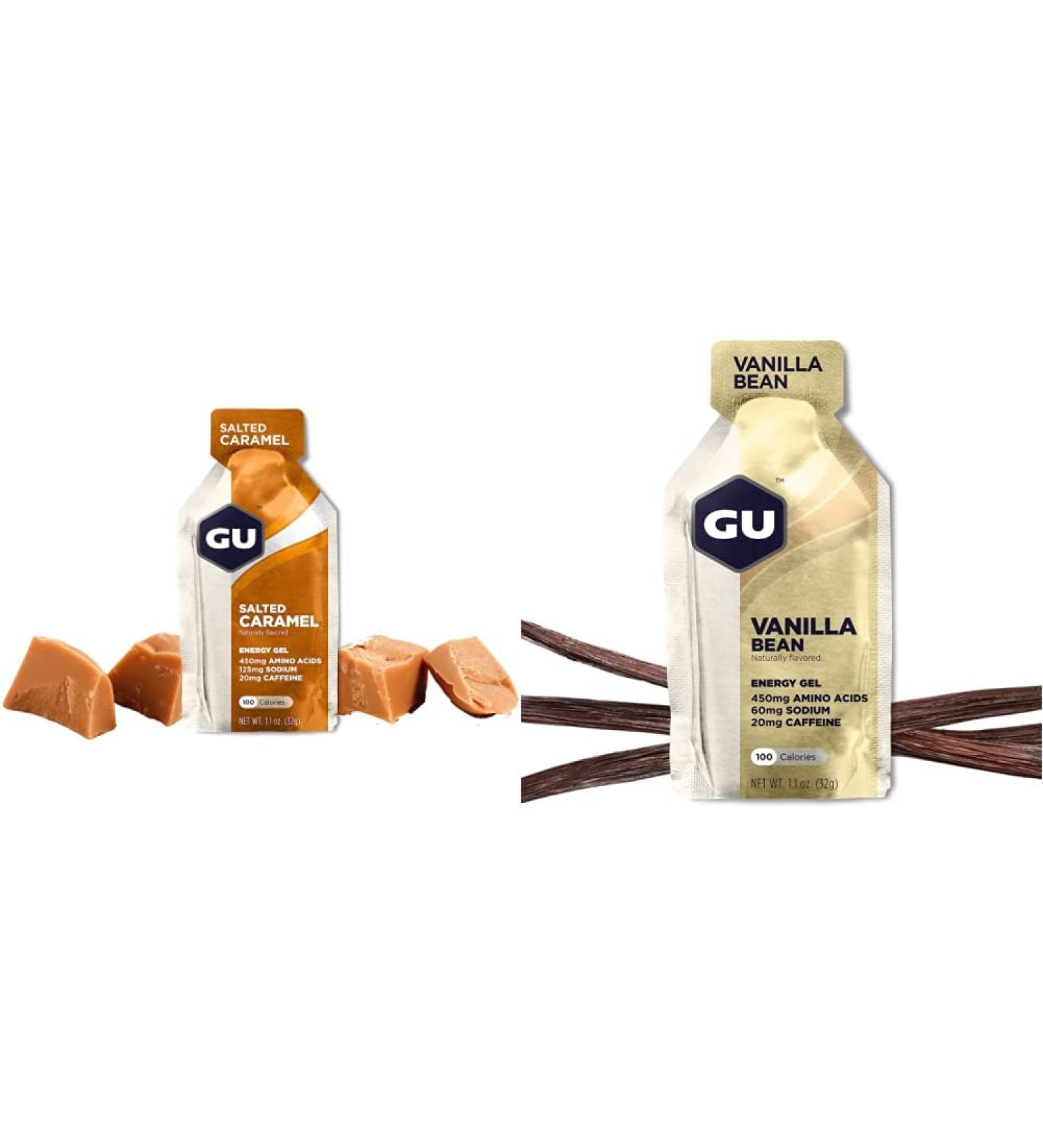 GU ENERGY Original Sports Nutrition Energy Gel (Salted Caramel + Vanilla Bean) 48-Count