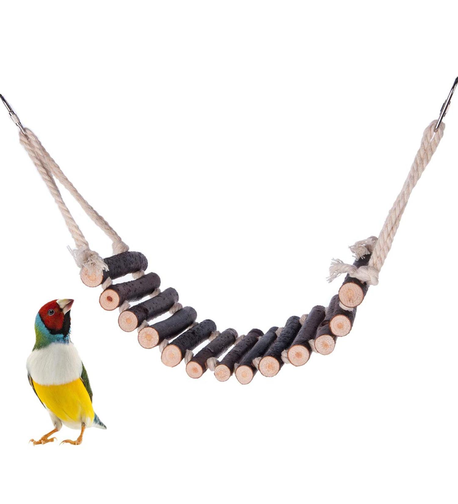 Yiflin 13-Step Natural Wooden Bird Ladder Bridge - 17-Inch Wood Bridge - Buy Online on GoSupps.com