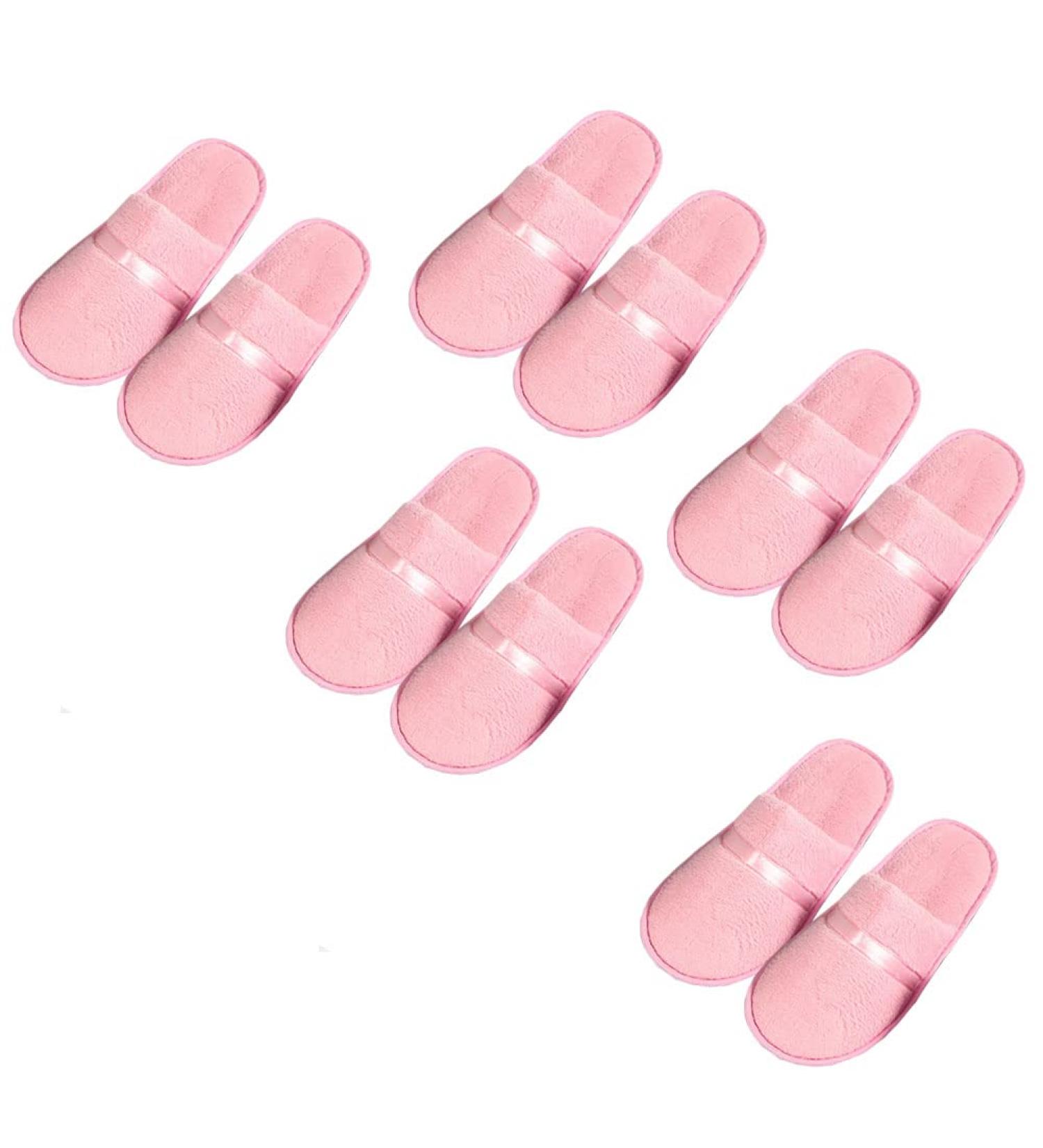 Buy Tianmao 5 Pairs Coral Fleece Closed Toe Slippers - Universal Size 28.5x11cm for Hotels Spas & Travel - Pink - Buy Online on GoSupps.com