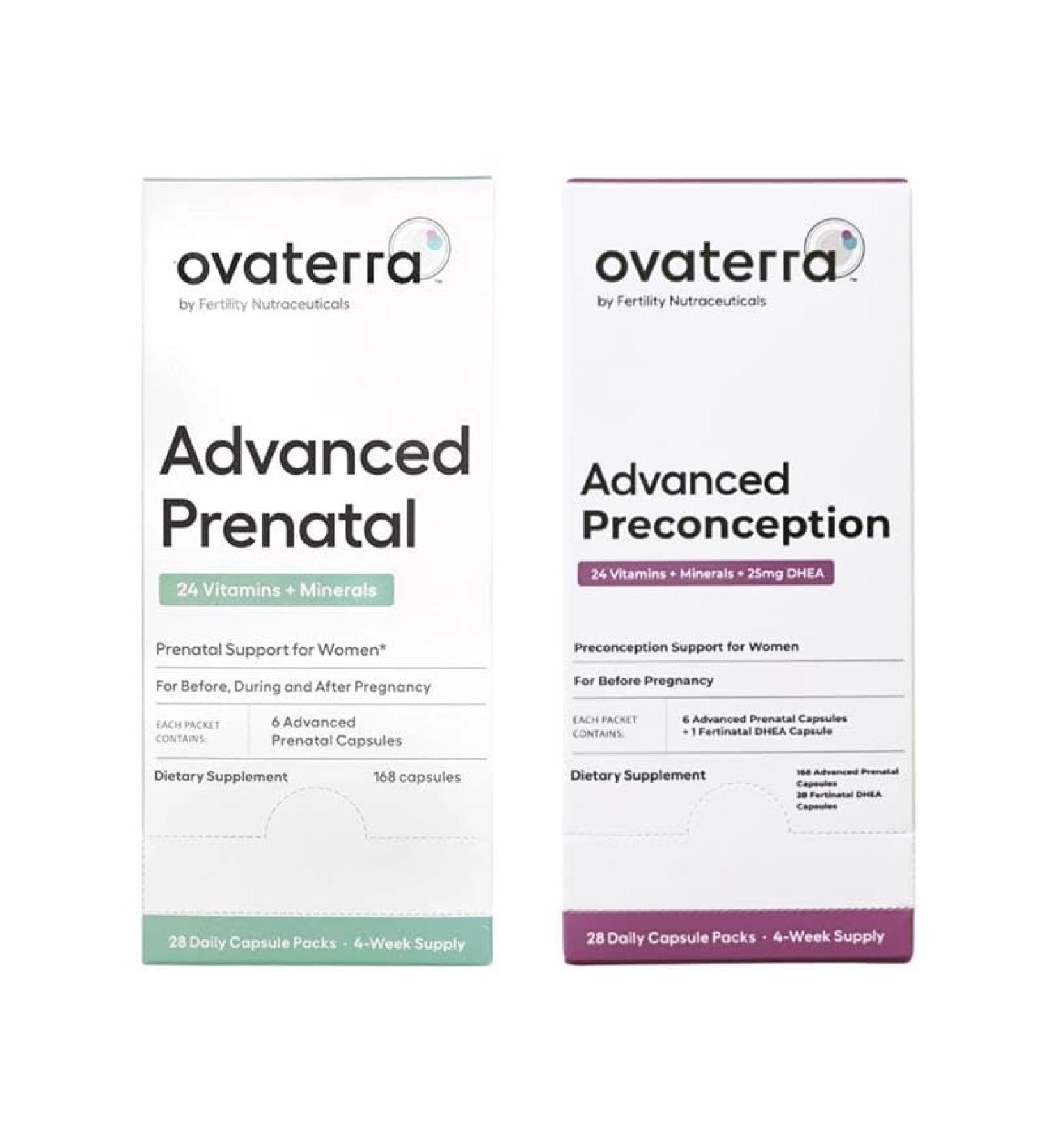 Ovaterra Advanced Prenatal & Preconception Multivitamin Bundle for Women with DHEA 25mg Choline 550 mg Folate (Methylfolate) 1 010 mcg Omega-3 DHA EPA Chelated Iron 364 Capsules - 28 Day Supply - Buy Online on GoSupps.com