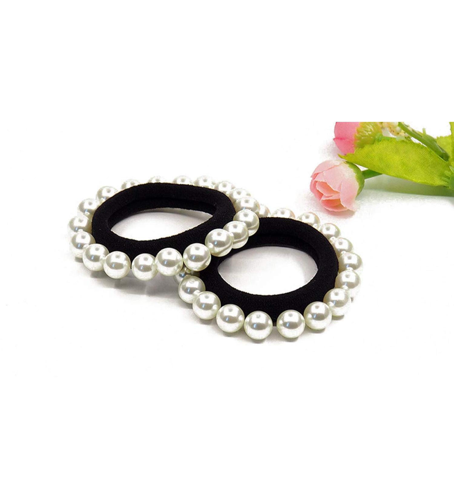 Suoirblss Imitation Pearl Hair Elastics - 5 PCS Elastic Bands for Ponytails and Bracelets - Buy Online on GoSupps.com