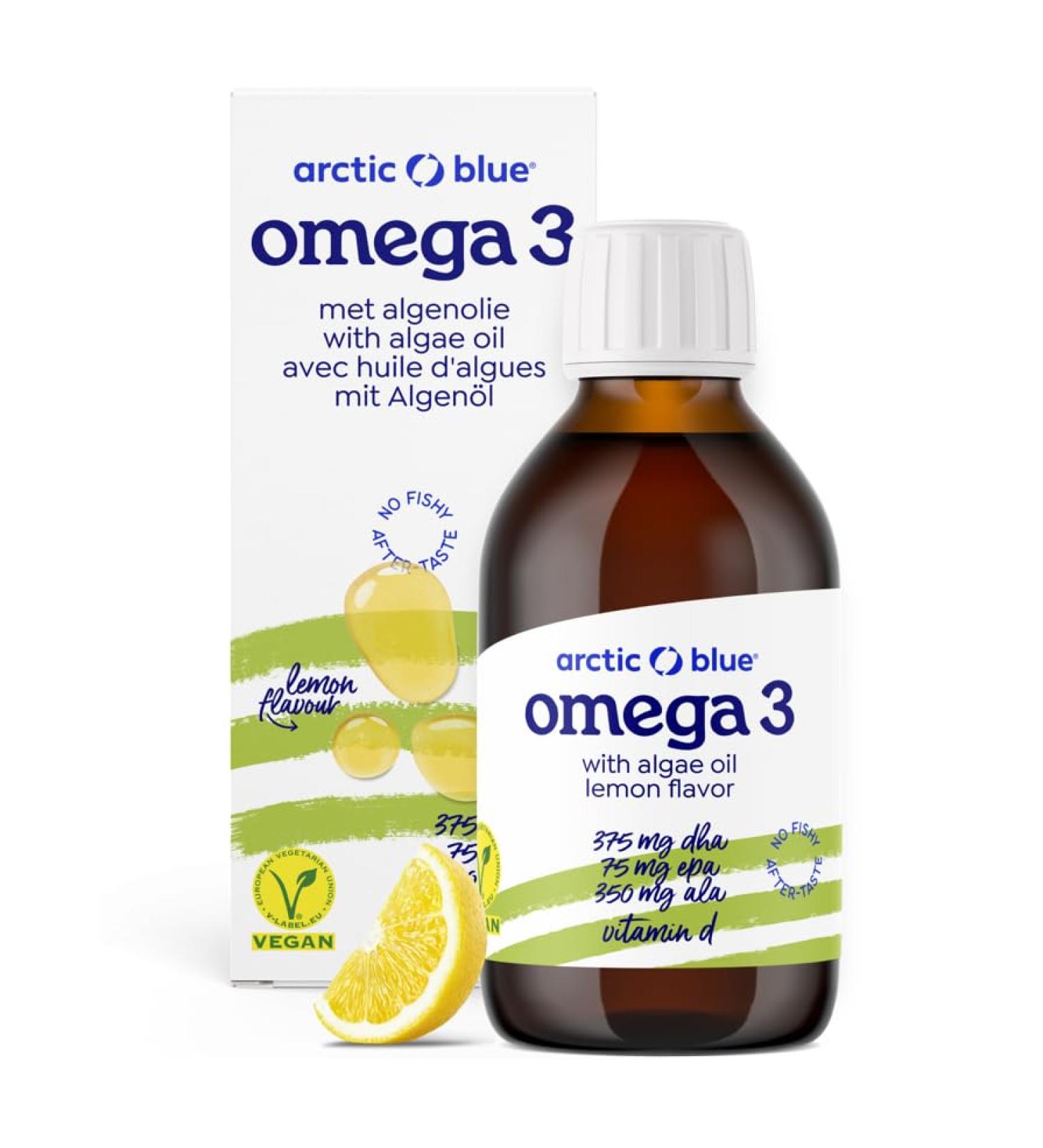 Arctic Blue Omega 3 Premium Vegan Oil - 150ml - 370mg DHA & 75mg EPA & 350mg ALA Per Serving - Contains Seaweed Oil & Hemp Oil with Vitamin - Buy Online on GoSupps.com