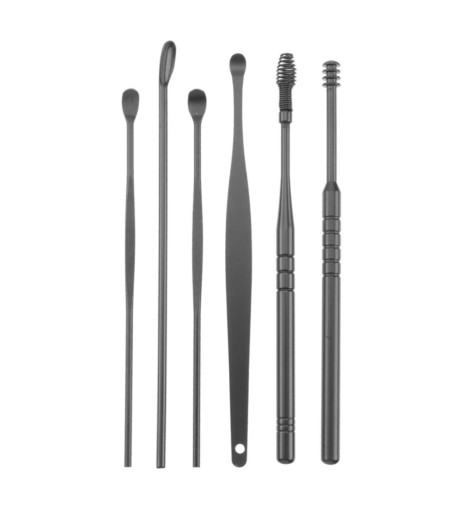 Stainless Steel Ear Cleaning Tools - 2 Sets of Portable Black Spiral Scrapers for Ear Wax Removal and Storage - Reusable and Easy to Use for Men, Kids, and Home Cleaning - Healeved - Buy Online on GoSupps.com