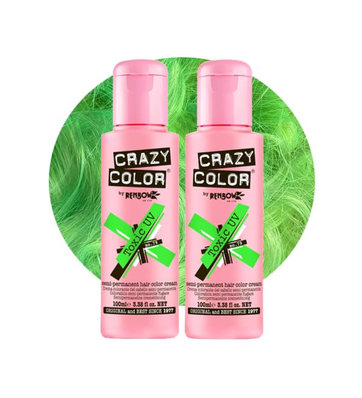 Crazy Color Neon Green UV Semi-Permanent Hair Dye 200ml - Vegan Formula, Highly Pigmented, No Bleach or Ammonia - Buy Online on GoSupps.com