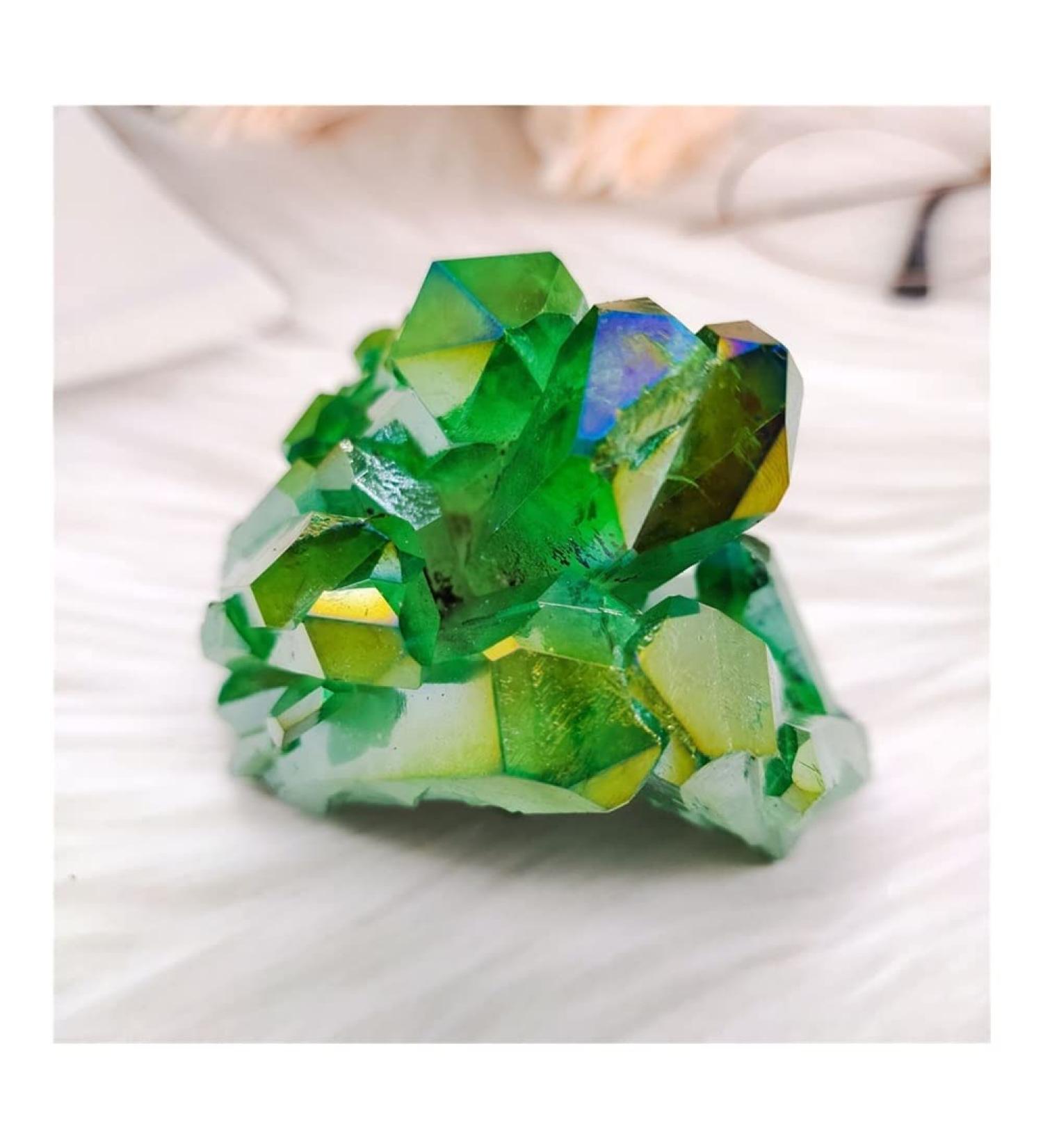 Room Decoration Green Electroplated Natural Crystal Cluster Specimen Raw Rock Quartz Flowers Aura Stones Gift Modern House Decor Great Choice for Home Decoration (Size : 300-400g) - Buy Online on GoSupps.com