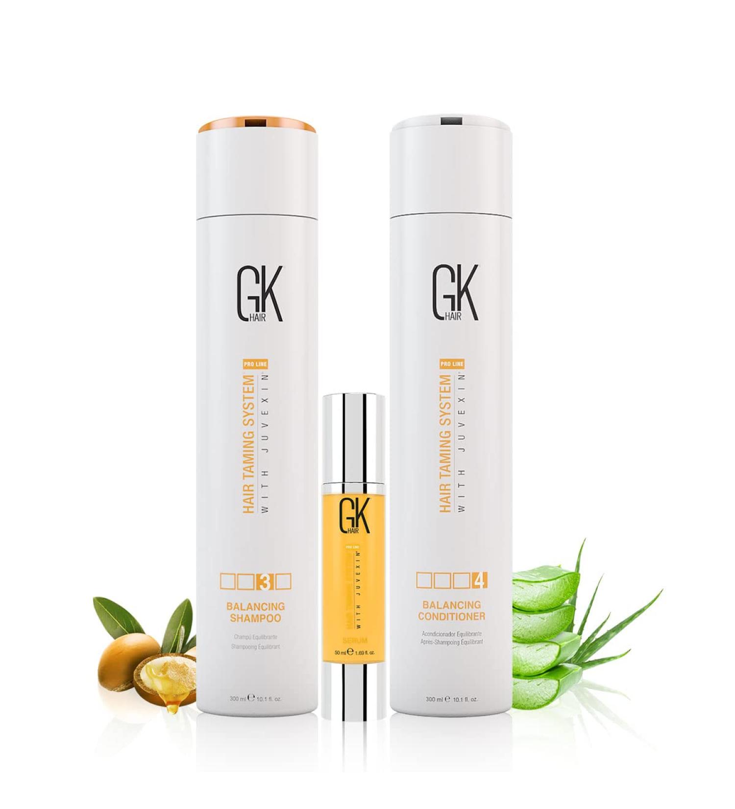 Buy Gk Balancing Shampoo & Conditioner Combo 300ml | Argan Oil Serum 50ml | Repair Dry & Frizzy Hair | Sulfate & Paraben Free | International Shipping Available - Buy Online on GoSupps.com
