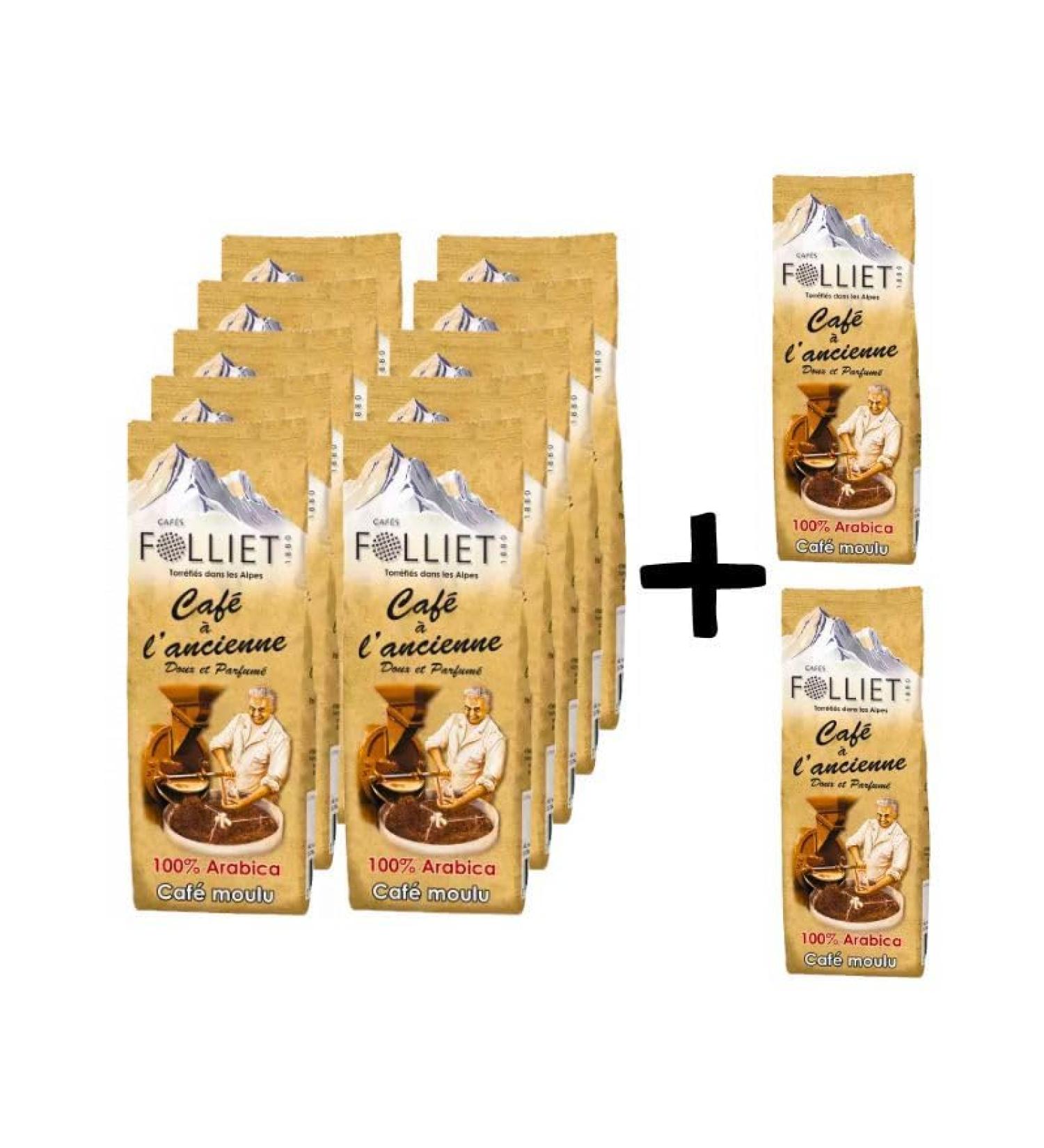 CAF S FOLLIET - Caf Moulu - L'Ancienne - 10 + 2 offerts - Torr faction traditionnelle - Intensit 8/10-100% Arabica - Caf vert - Am rique Centrale Afrique & Asie - 12 x 250 g 250 g (Lot de 12) - Buy Online on GoSupps.com