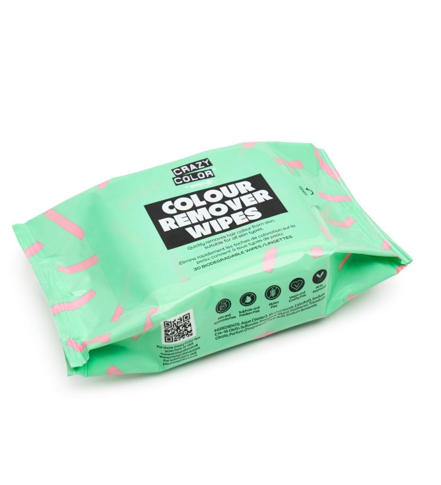 Crazy Color Hair Dye Remover Wipes. Remove hair dye from face. 24 Pack of Biodegradable Wipes. - Buy Online on GoSupps.com