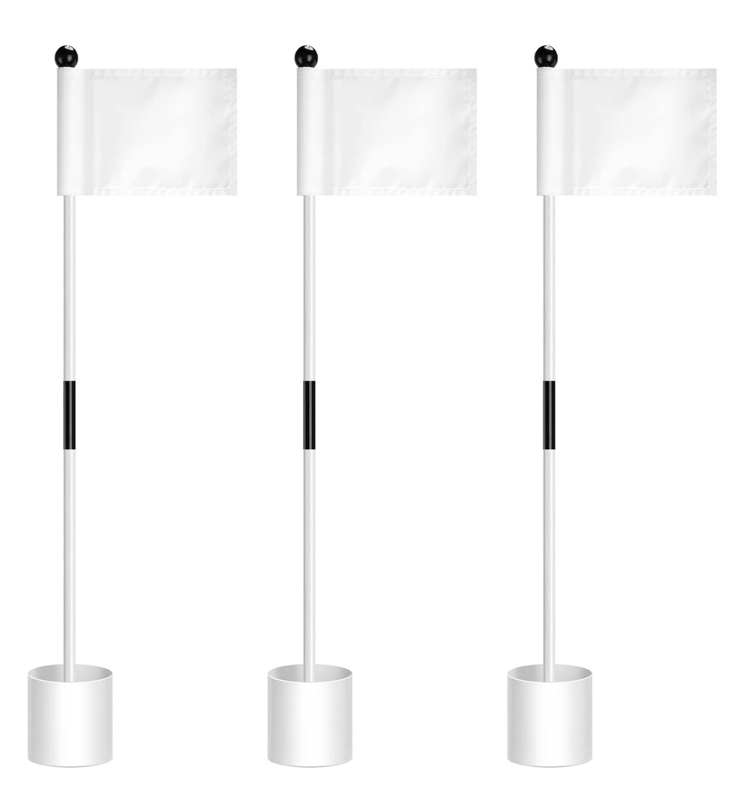 3 Set Golf Flagsticks with Cups for Practice Putting Green - Portable Mini Golf Flag Sticks with Nylon Flags and 2 Section Design - Buy Online on GoSupps.com