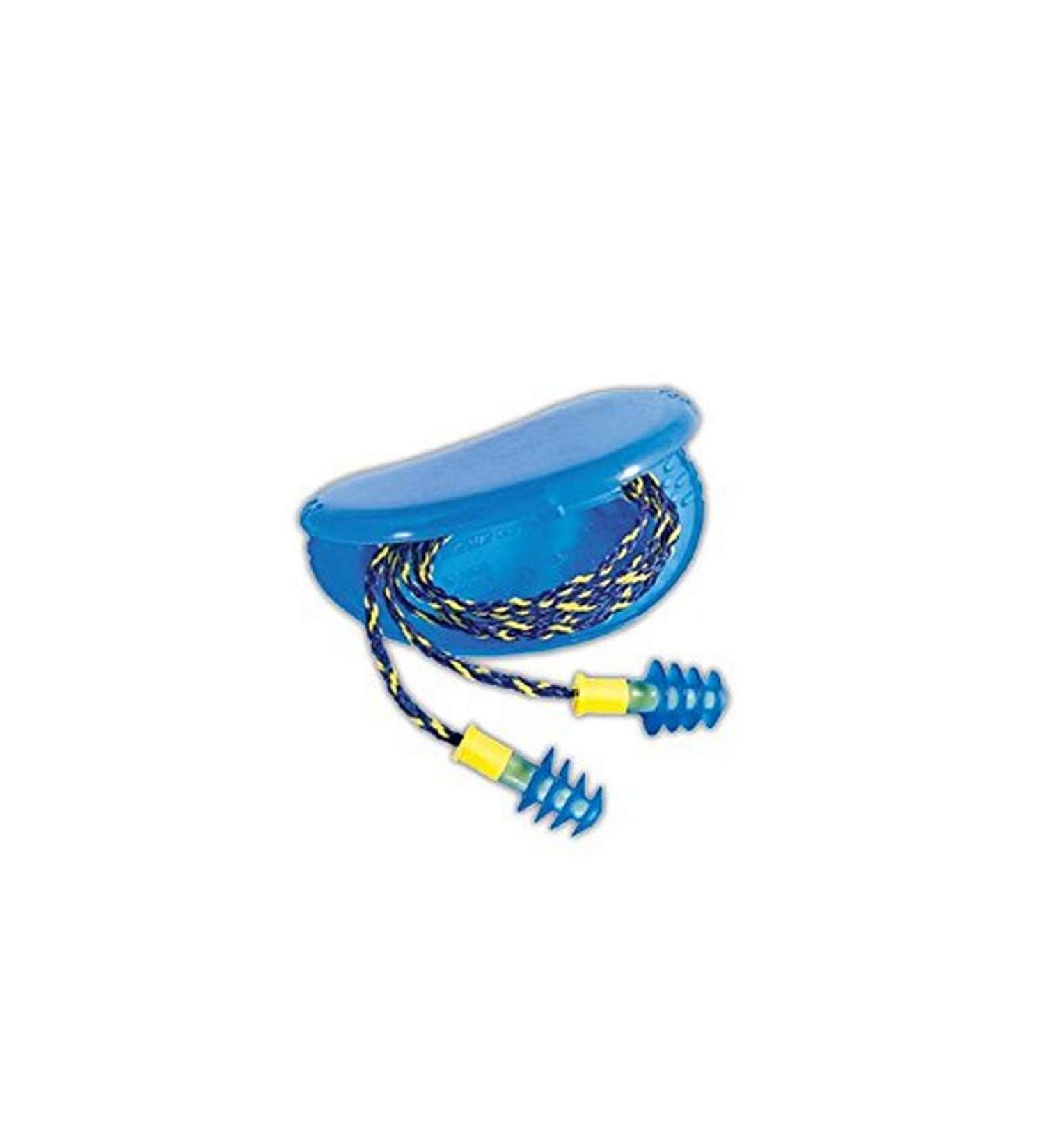 Honeywell FUS30S-HP Howard Leight Fusion Reusable Small Corded Earplugs ins in HearPack Storage Box 100 Pairs Small Blue/Yellow (Pack of 100)