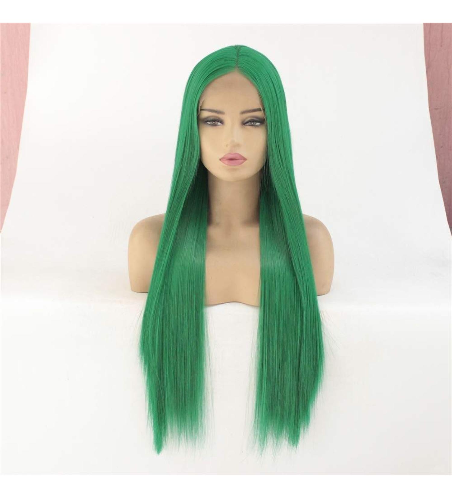 Buy Long Straight Green Front Lace Wig for Women | Europe & US Shipping | High Quality Chemical Fiber Hair - Buy Online on GoSupps.com